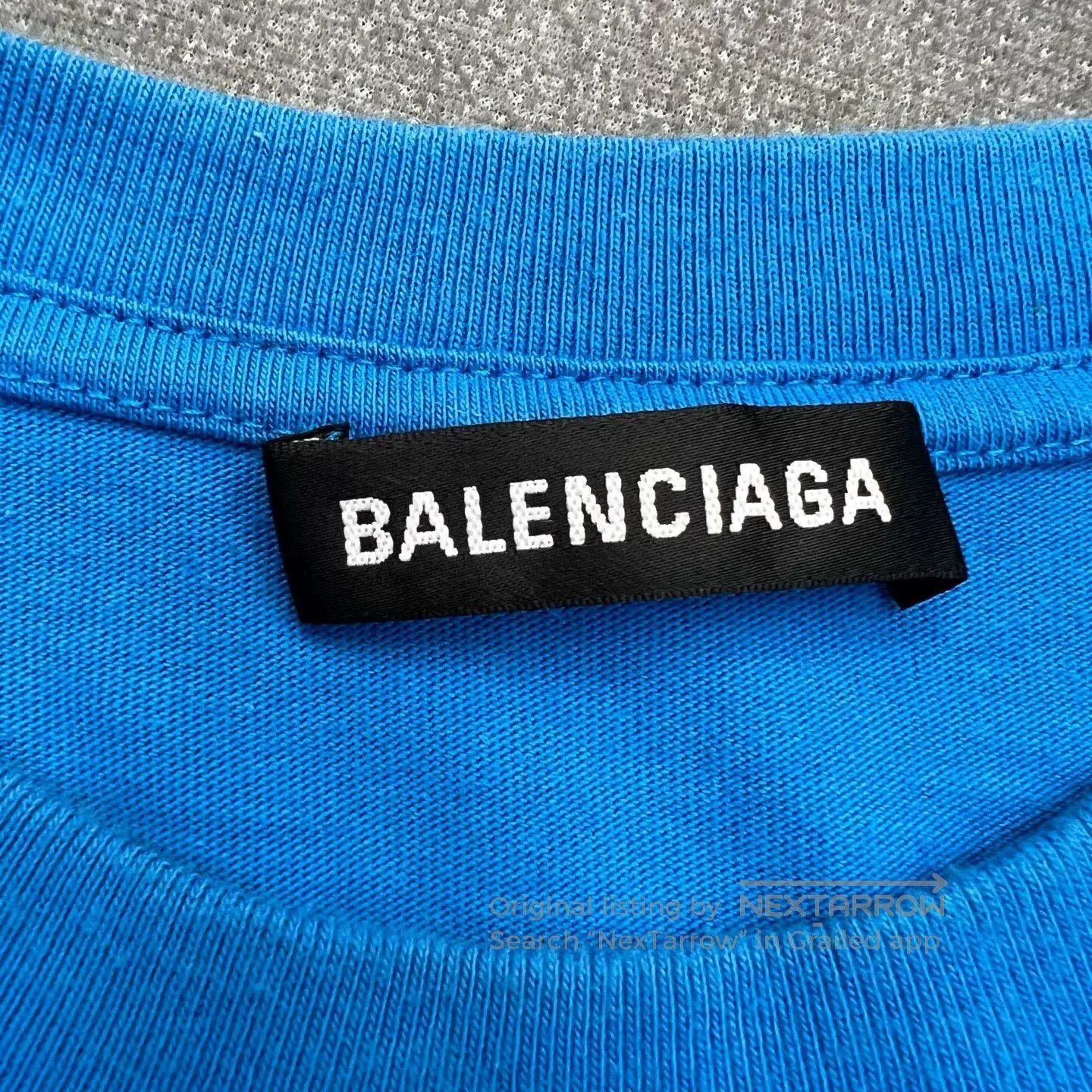 Balenciaga Balenciaga Blue Logo Print T-Shirt. Size XXS / US 00 / IT 34 - 4 Thumbnail