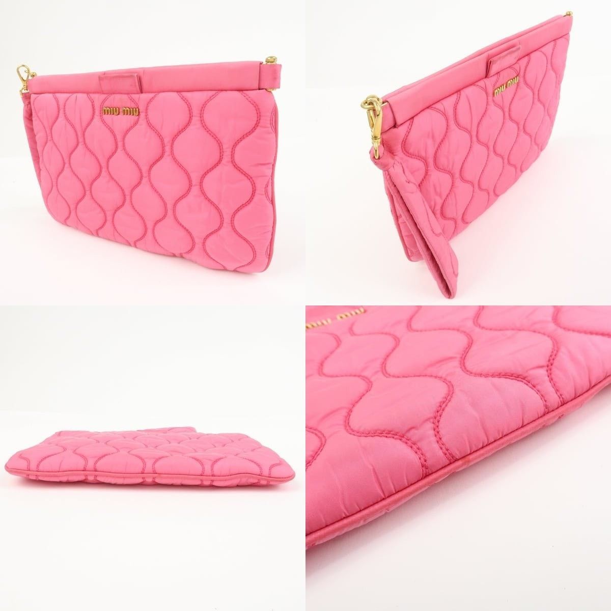 Miu Miu Miu Miu Quilted Nylon Wristlet Pink Size ONE SIZE - 3 Thumbnail