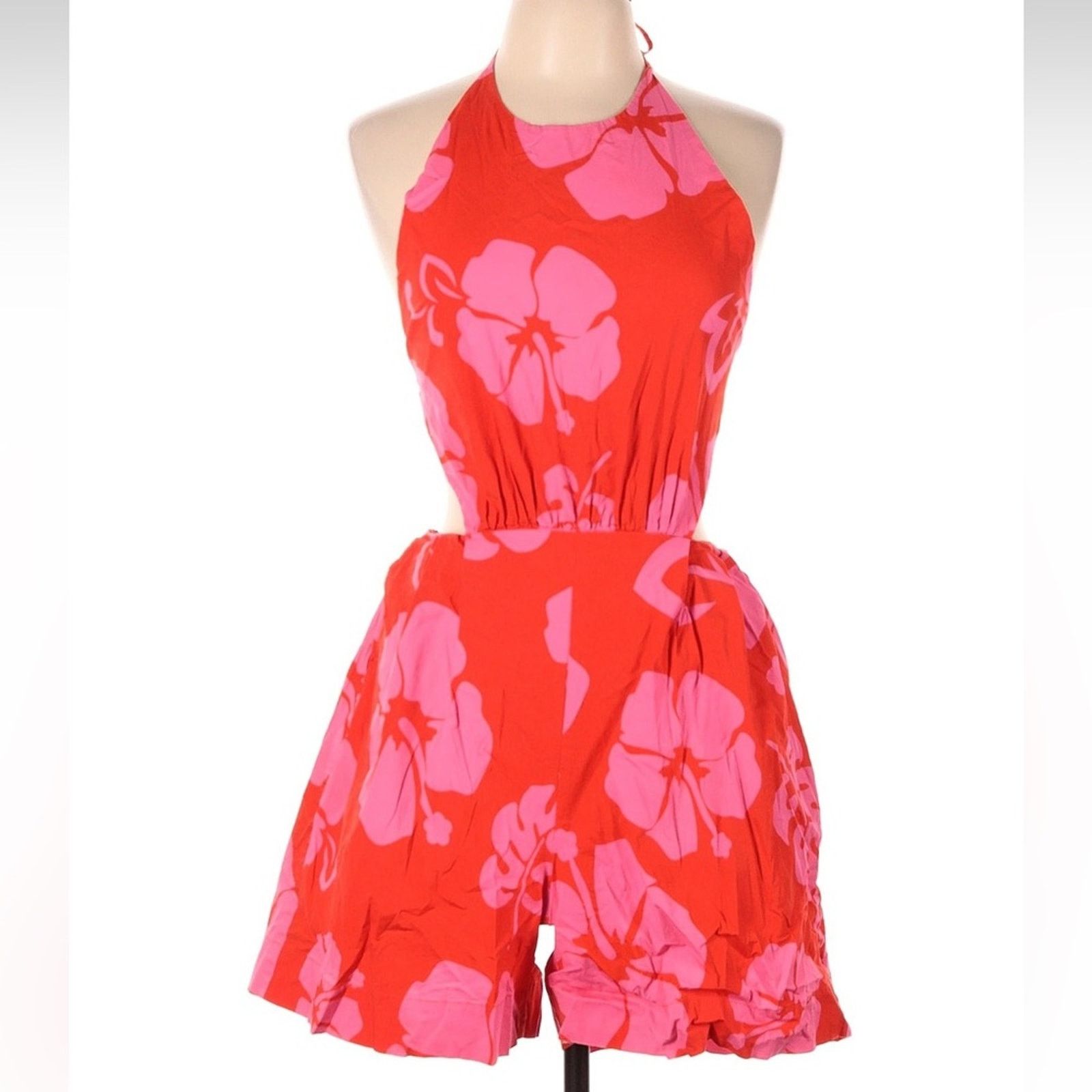 Staud Staud Georgia Floral Romper - Size 10 - Pink & Red Tropical Size 32" / US 10 / IT 46 - 4 Thumbnail