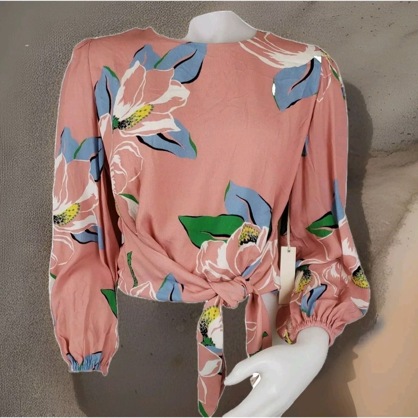 Other Capulet Linen Blend Top Womens L Pink Floral Balloon Sleeve Size L / US 10 / IT 46 - 1 Thumbnail