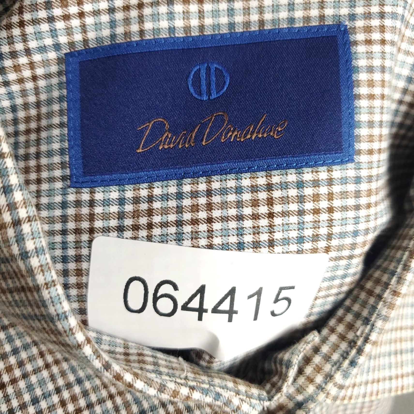 David Donahue David Donahue Shirt Mens 16.5 Brown Blue Check Dress Button Up Long Sleeve Clothing Shirt Mens Brown Check Dress Shirt 16.5 Mens Size 42R - 7 Thumbnail