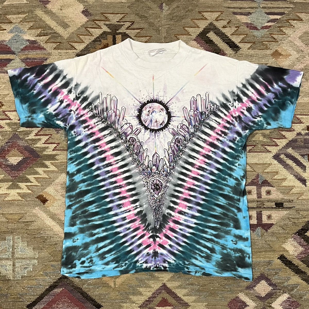image of Liquid Blue Aop Crystals Tie Dye 90's Single Stitch, Men's (Size Large)
