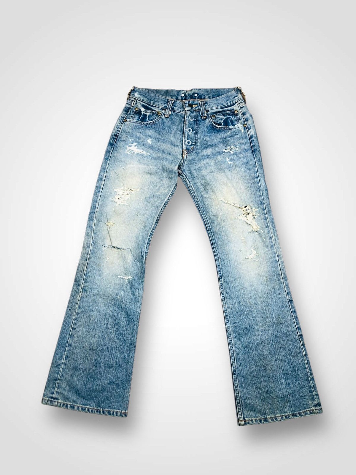 Japanese Brand Haricot Rouge Distressed Jeans (33) Size US 27 - 1 Thumbnail