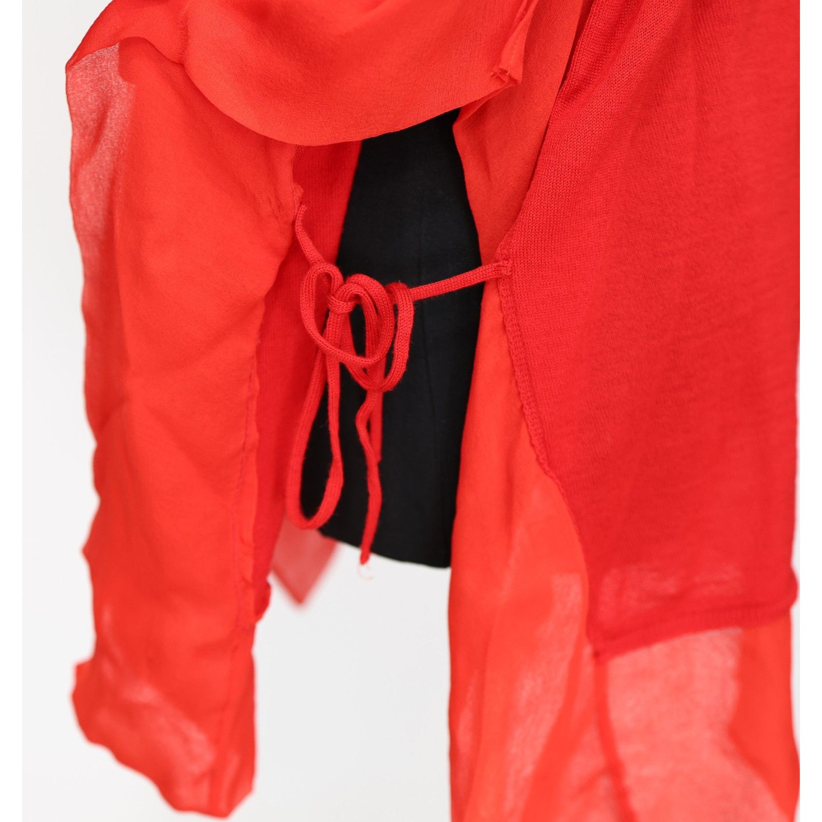 Emilio Pucci EMILIO PUCCI Red Wool Tunic Tie-Side Chiffon Hem Top Size S Size S / US 4 / IT 40 - 5 Thumbnail