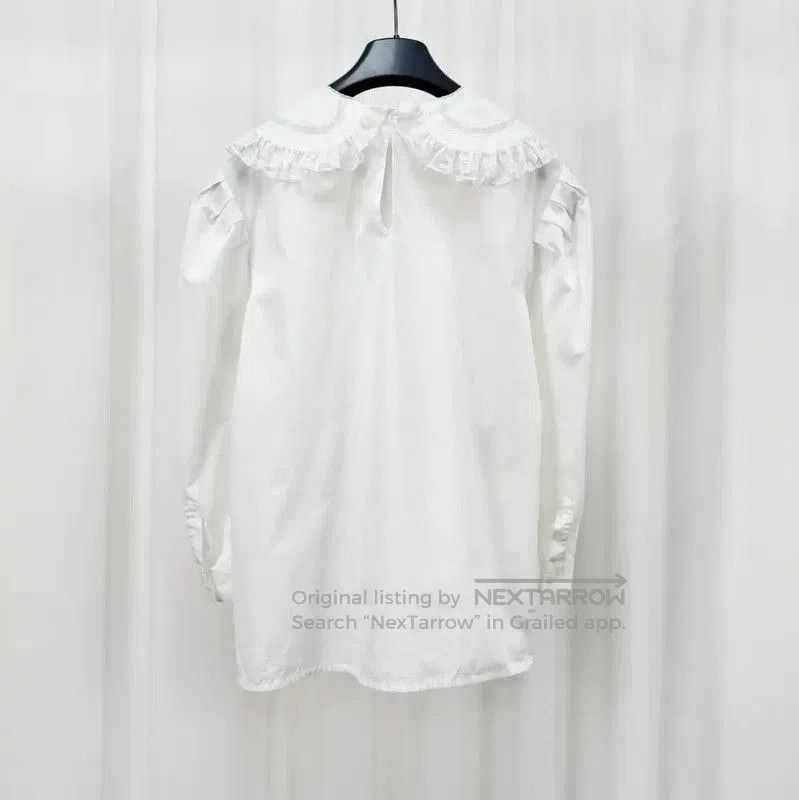 Miu Miu Miu Miu White Cotton Embroidered Logo Shirt . Size M / US 6-8 / IT 42-44 - 2 Thumbnail