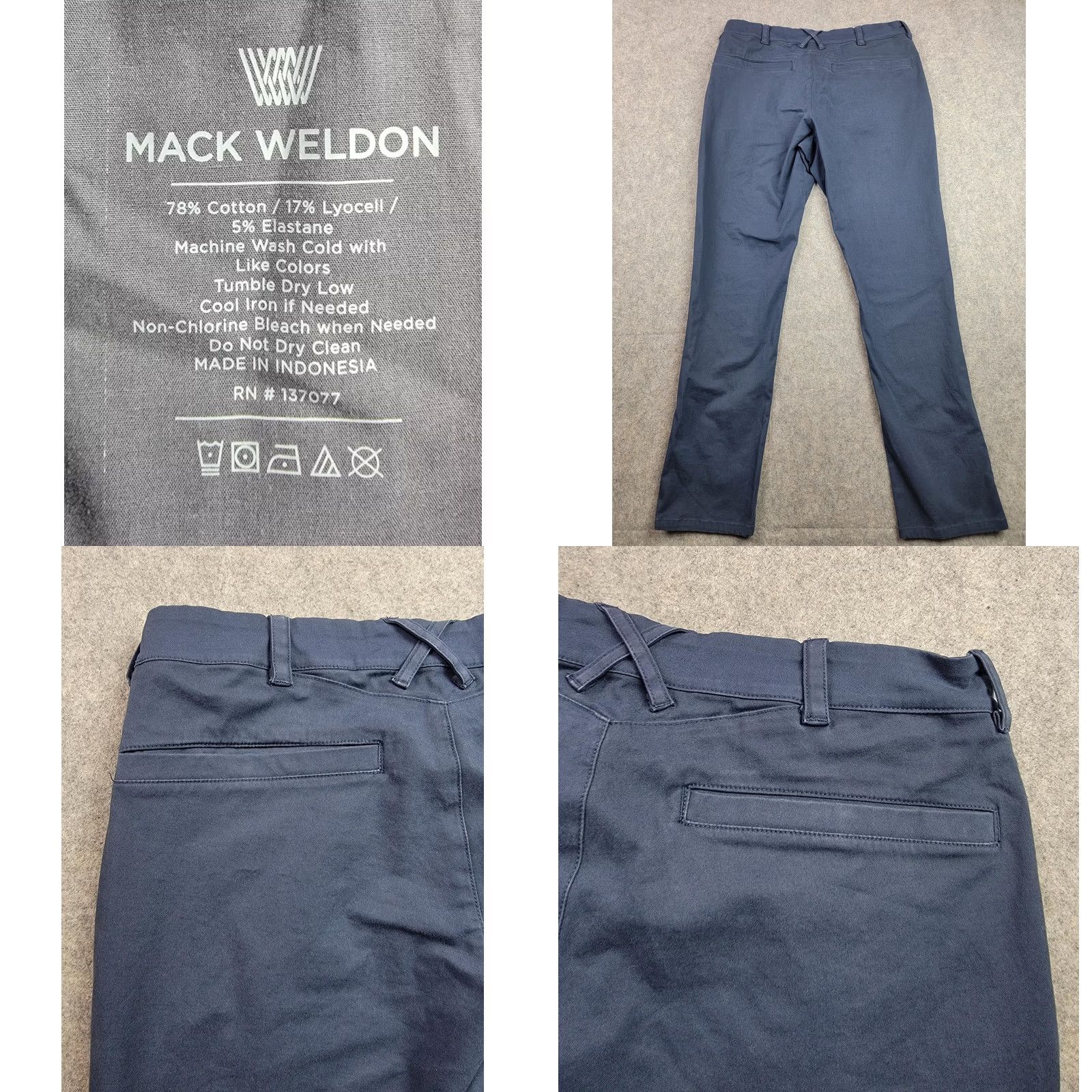 Vintage Mack Weldon Pants Mens 30x32 Blue Straight Fit Lyocell Cotton Stretch Casual Chino Size US 30 / EU 46 - 8 Thumbnail
