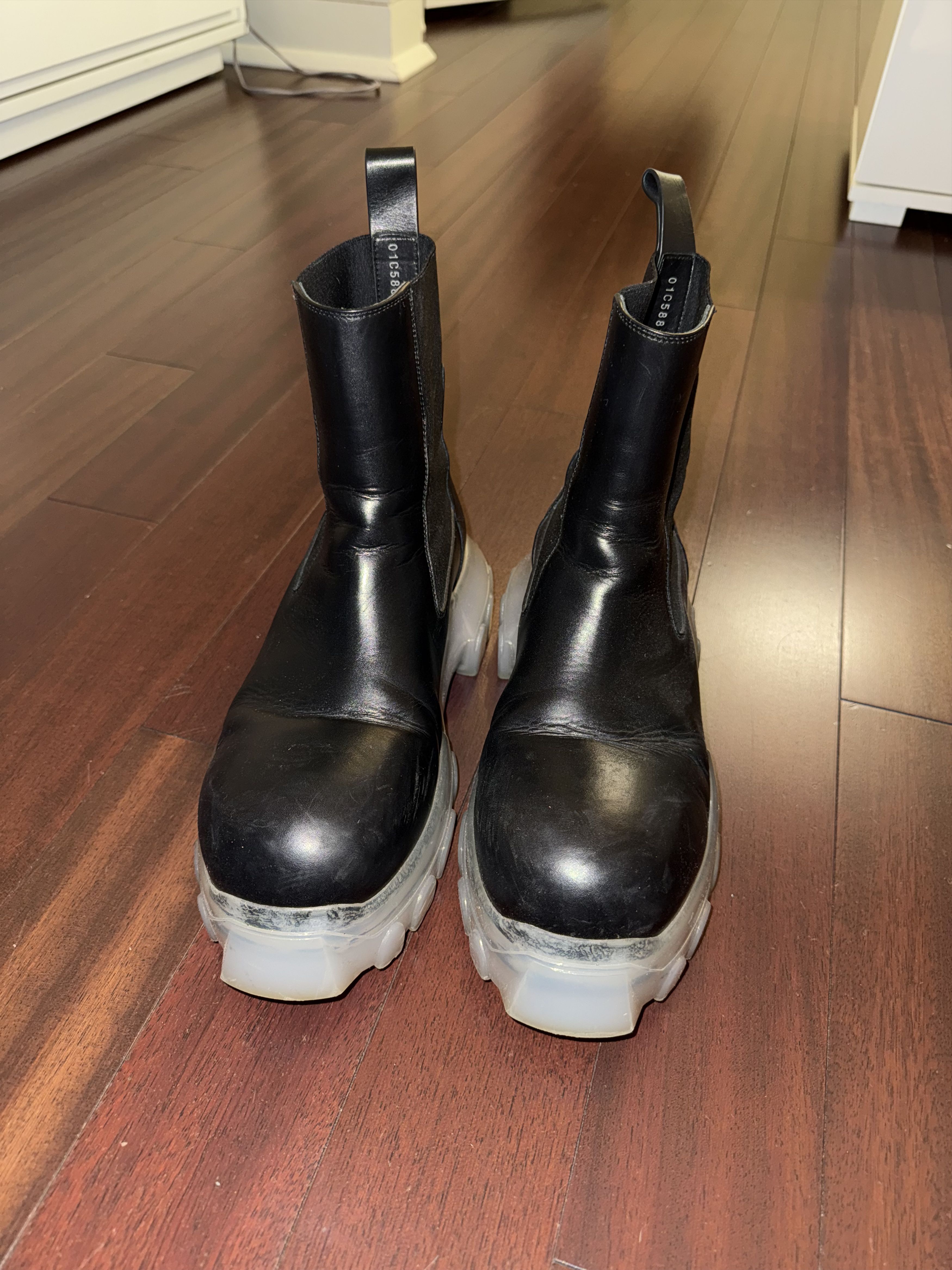 Rick Owens Black Porterville Beatle Bozo Tractor Boots