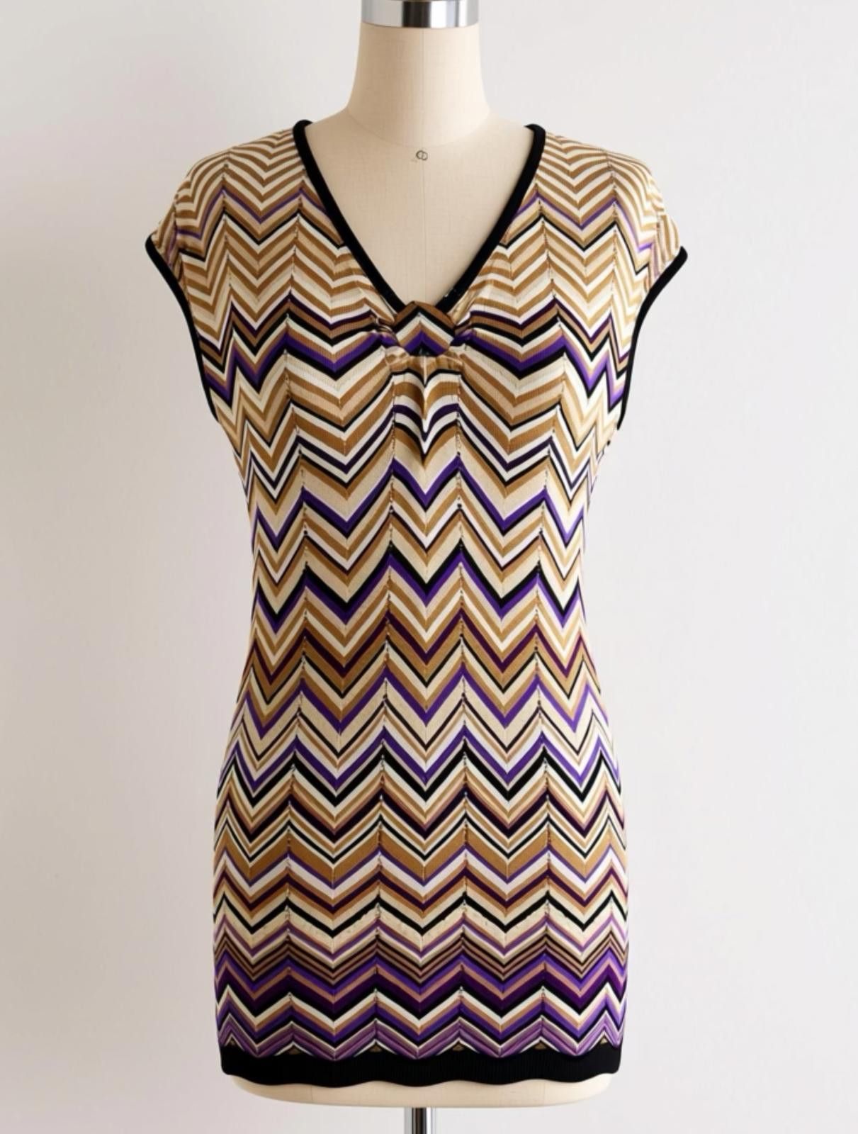 Other Cache Women's Medium Chevron Pattern Knit Top with Metallic Size M / US 6-8 / IT 42-44 - 1 Thumbnail