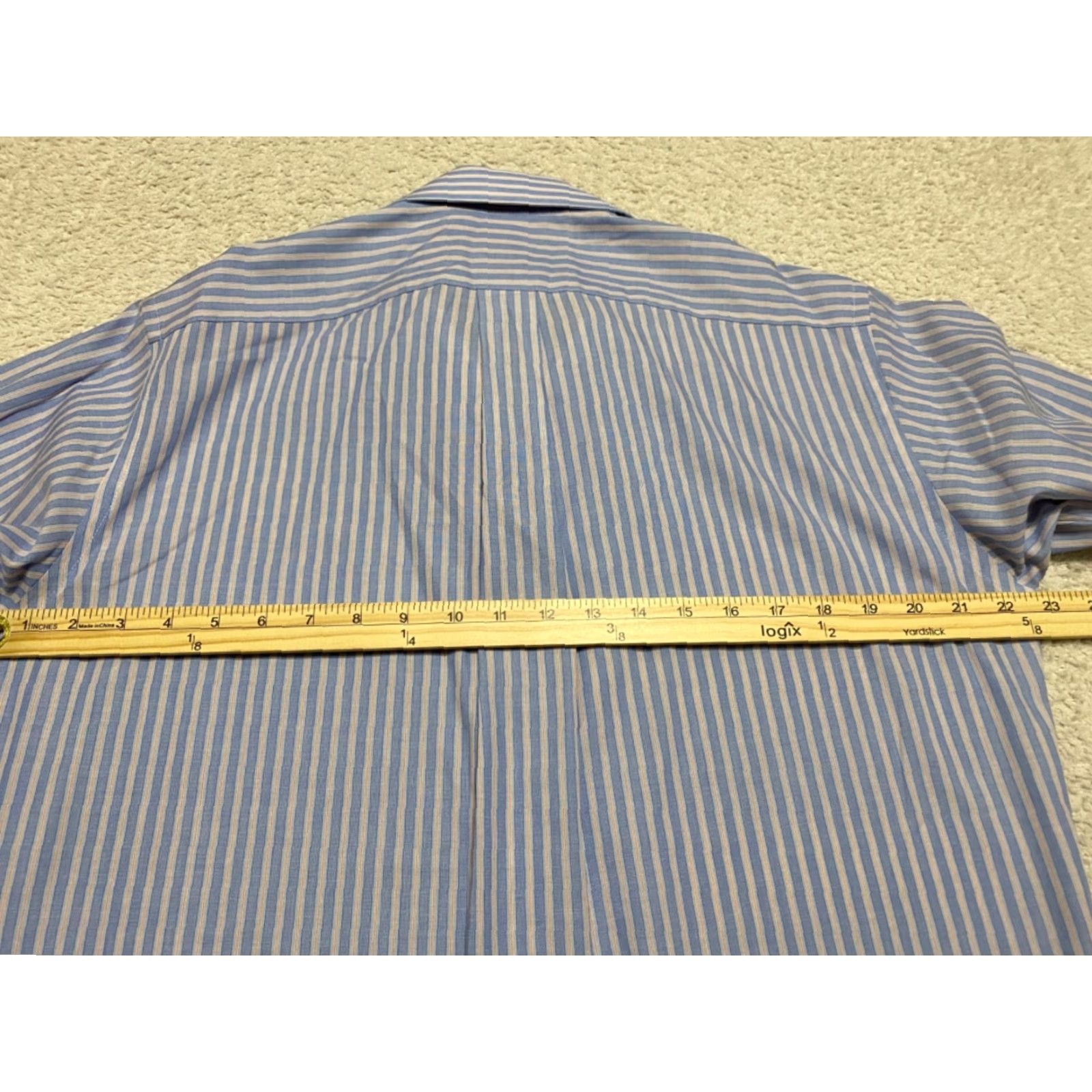 Stafford Stafford Shirt Blue Striped Long Sleeve Button-Front 16 Mens Adult 2010s? Size US L / EU 52-54 / 3 - 7 Thumbnail