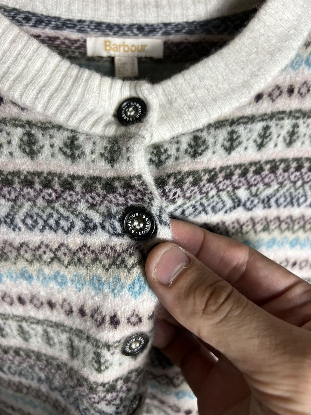Barbour Vintage Barbour Women’s Wool Fair Isle Knit Cardigan Sweater Size M / US 6-8 / IT 42-44 - 4 Thumbnail