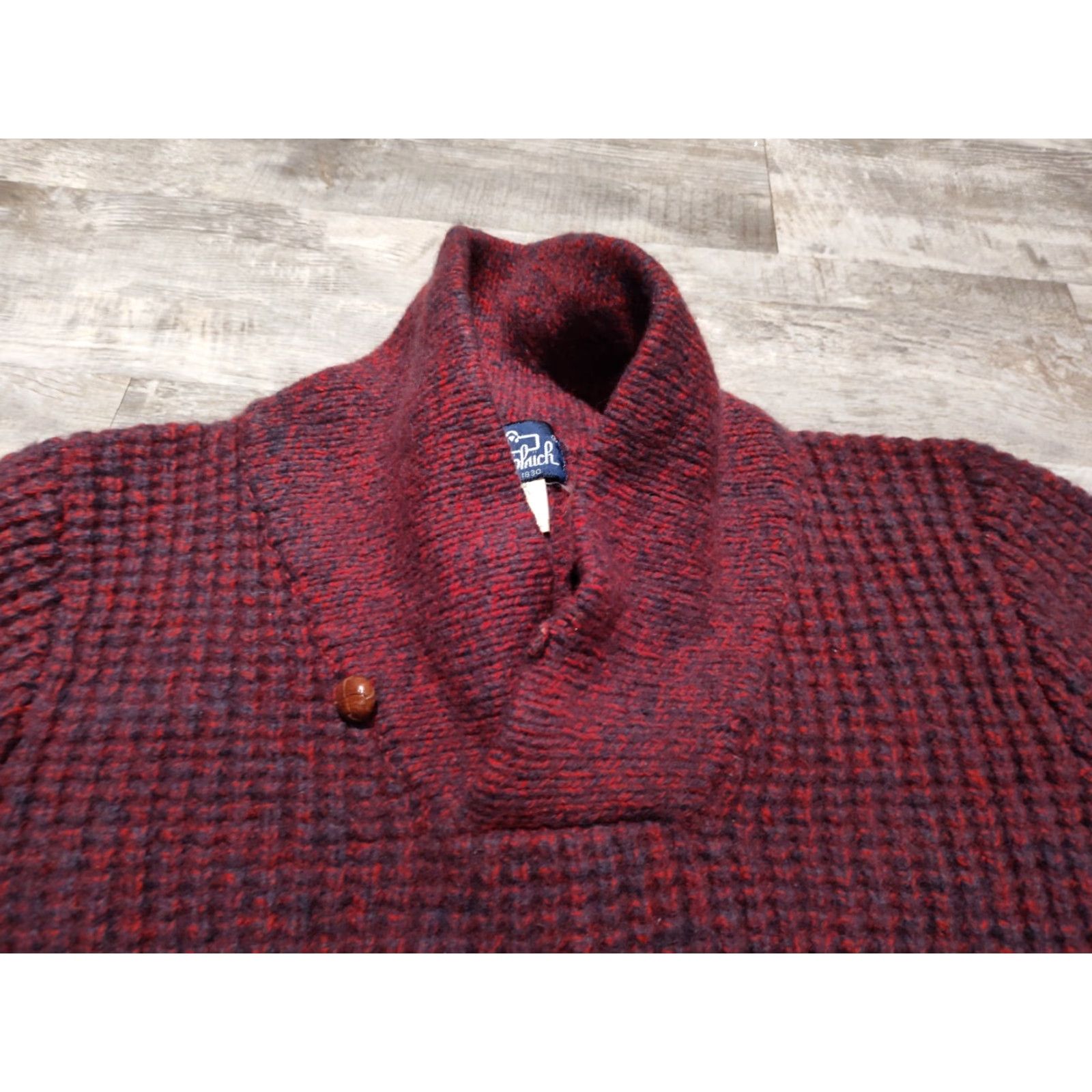 Vintage VINTAGE Woolrich Pullover Sweater Knit Wool Shawl Collar Waffle Knit M Red Mens 90s Preppy Size US M / EU 48-50 / 2 - 5 Thumbnail
