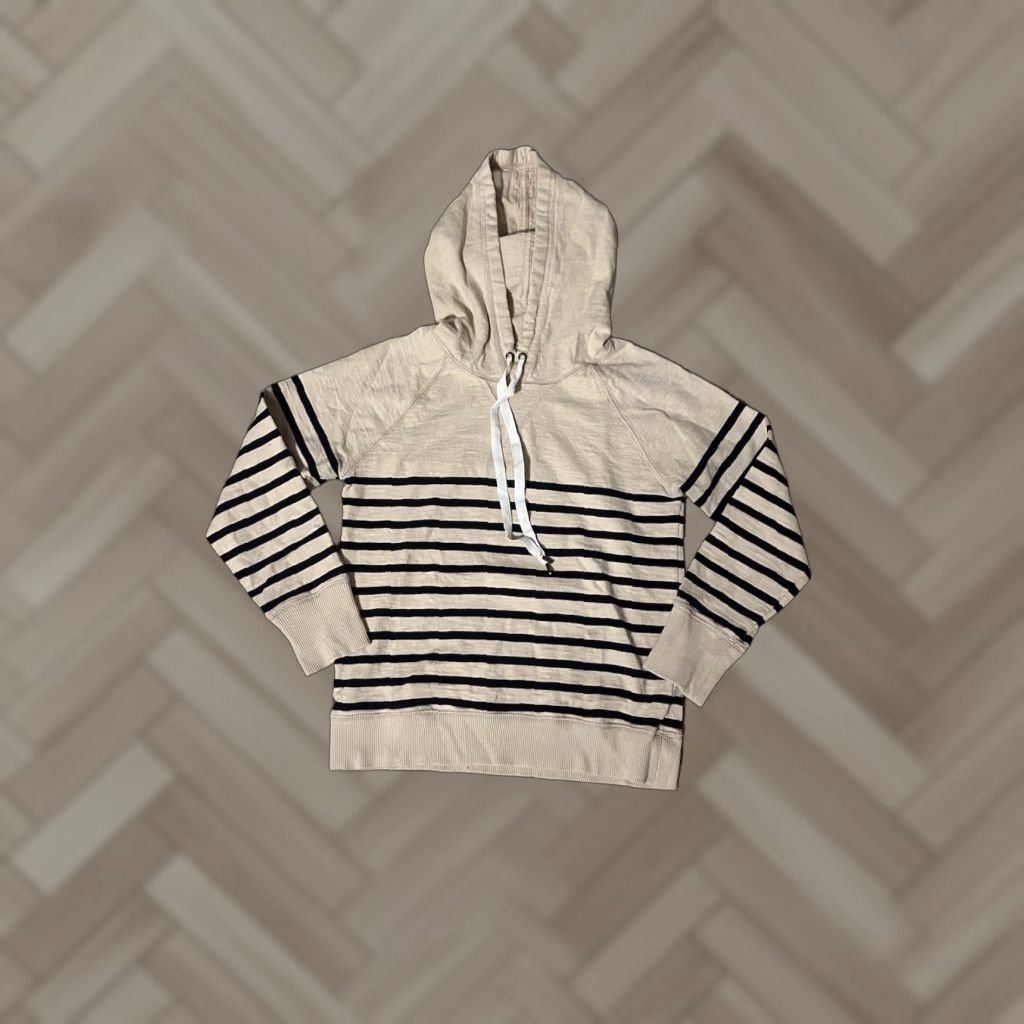 J.Crew VINTAGE J.CREW Womens Beige Striped Pullover Hooded Sweater Knitted XS Size XS / US 0-2 / IT 36-38 - 1 Thumbnail