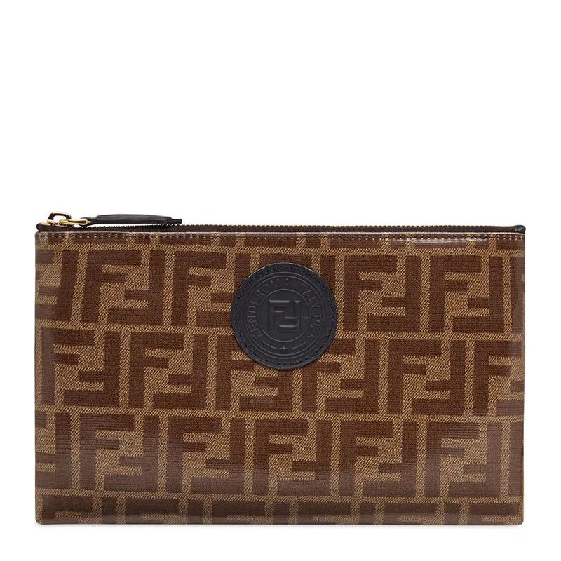 Fendi o1s1wg111225 Size: OS/FF Flat Pouch Small in Brown Size ONE SIZE - 1 Thumbnail