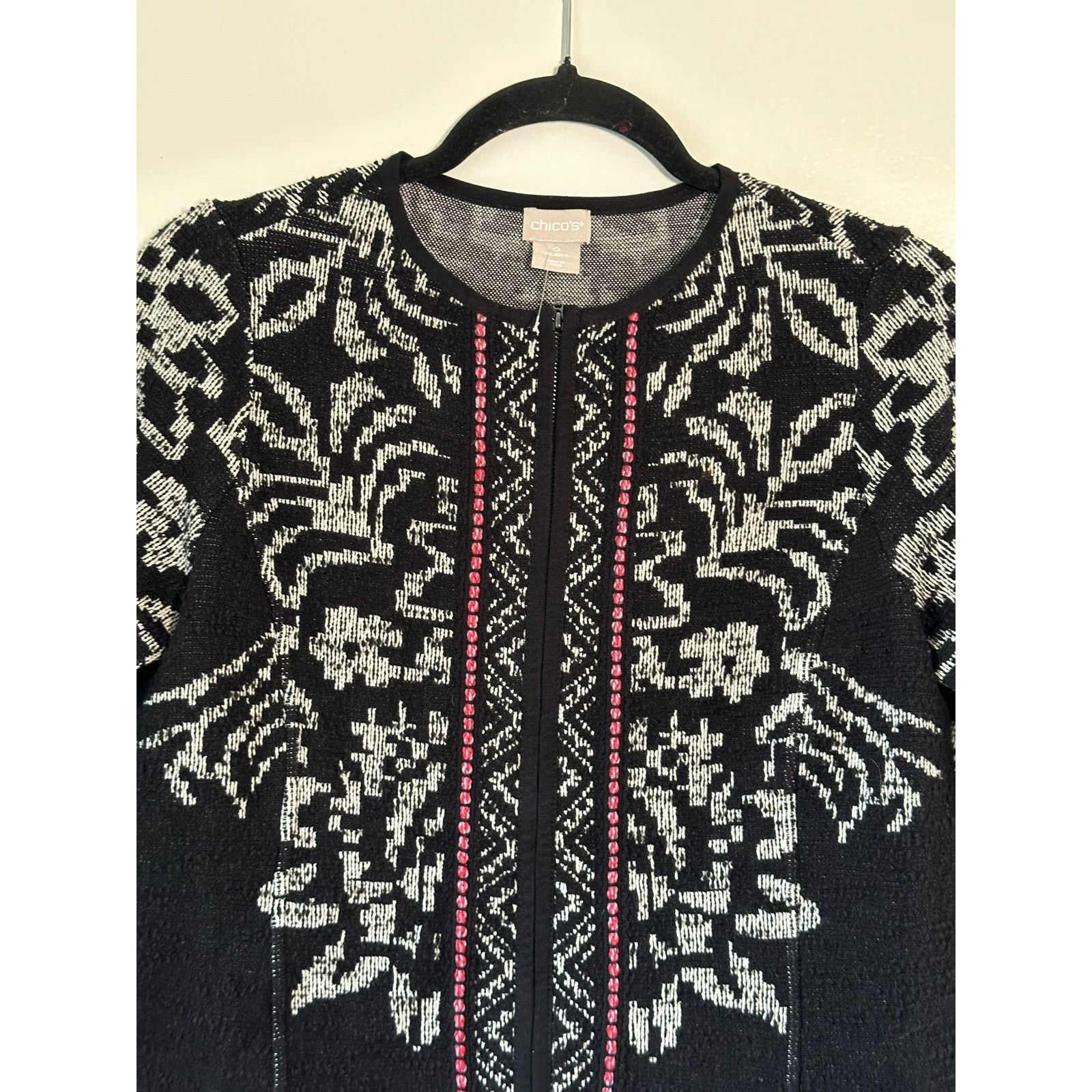 Chicos Chicos XS Zip Up Jacket Boho Print PinkDetail Woven Texture Size XS / US 0-2 / IT 36-38 - 4 Thumbnail