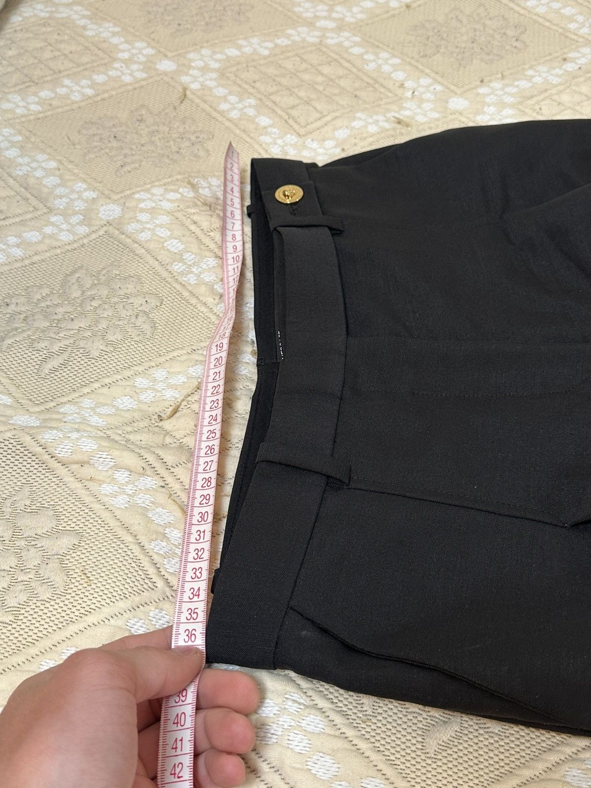 Versace 🔥 VERSACE Wide Leg Wool Blend Black Pants Trousers Size 26" / US 2 / IT 38 - 11 Thumbnail