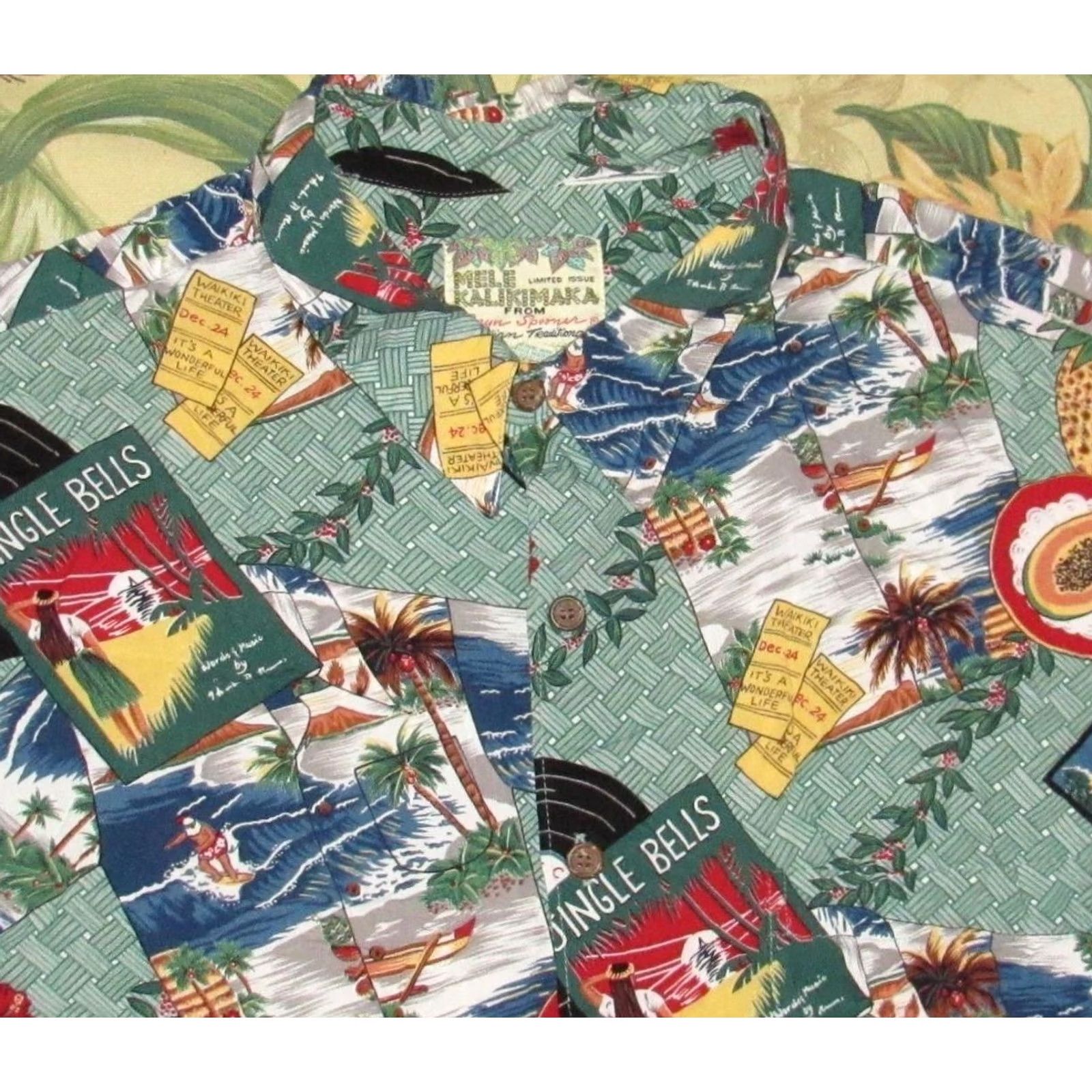 Reyn Spooner REYN SPOONER Mele Kalikimaka Surfin Santa Jingle Bells Rayon Shirt XL Mens Short Sleeve Multicolor Size US XL / EU 56 / 4 - 2 Thumbnail