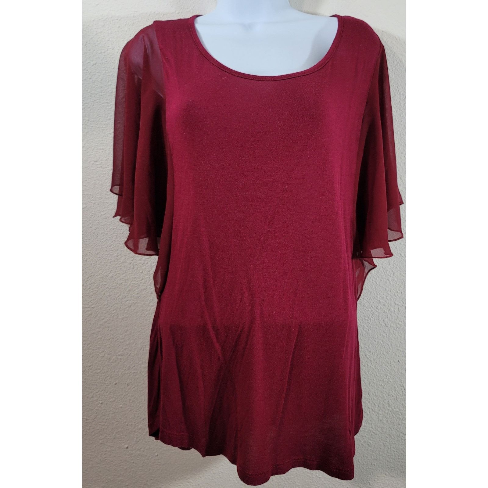 Other Celeste Burgundy Batwing Sheer Sleeves Small Lightweight Size S / US 4 / IT 40 - 1 Thumbnail