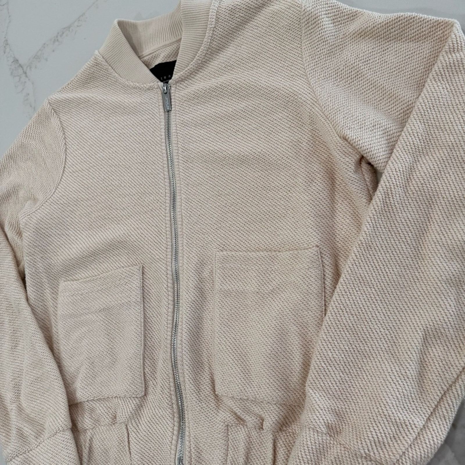 Sanctuary Sanctuary Casey Knit FullZip Bomber Jacket Womens XS Oatmeal Size XS / US 0-2 / IT 36-38 - 3 Thumbnail