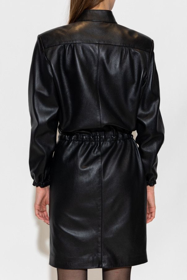 Saint Laurent Paris o1b1hav111224 Zip Dress in Drummed Lambskin in Black Size XS / US 0-2 / IT 36-38 - 4 Thumbnail