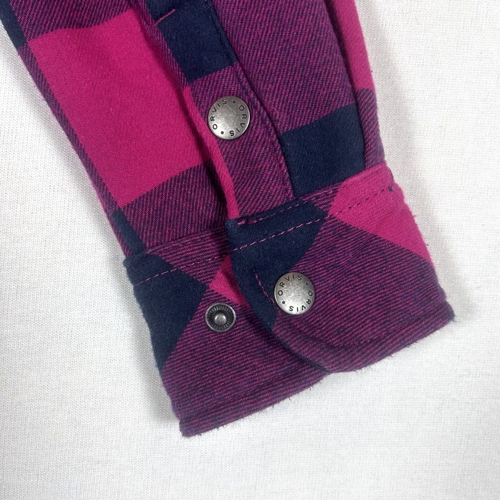 Orvis Orvis Womens Small Fuchsia Plaid Flannel Lined Snap Button Shacket Jacket Shirt Cap Size S / US 4 / IT 40 - 7 Thumbnail