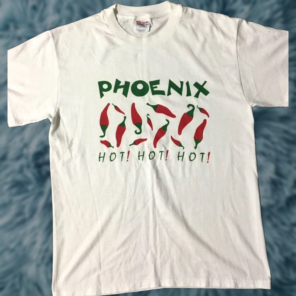 Hanes VINTAGE 90s Phoenix Arizona Chili Pepper Shirt M White Hanes T-Shirt Mens Short Sleeve Funny Retro Southwestern AZ Sun Graphic USA Sedona Suns AZ Size US M / EU 48-50 / 2 - 1 Thumbnail