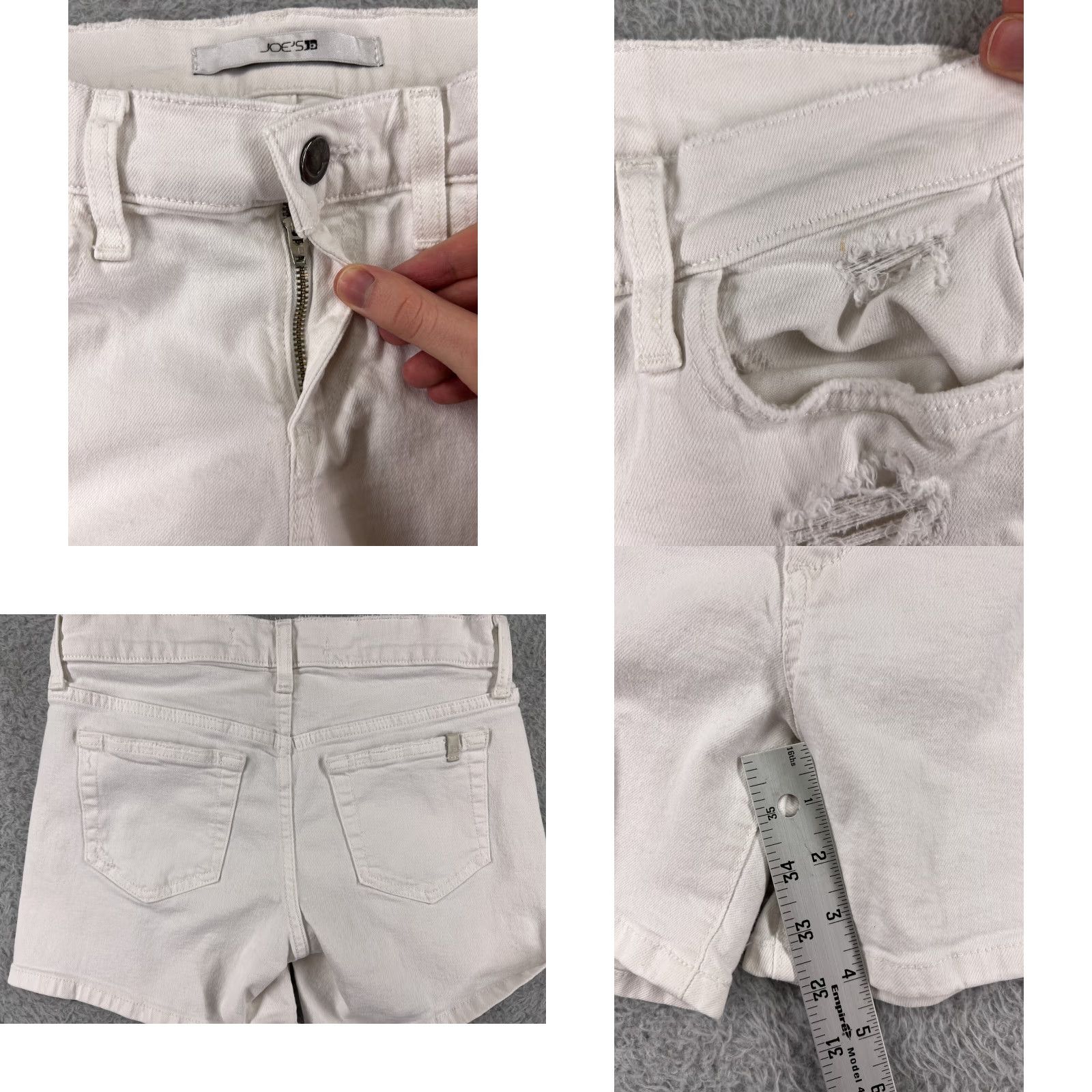 Vintage Joes Jeans Shorts Womens 25 White Distressed Cotton Blend Stretch Pockets 26x4 Size 34" / US 12 / IT 48 - 8 Thumbnail