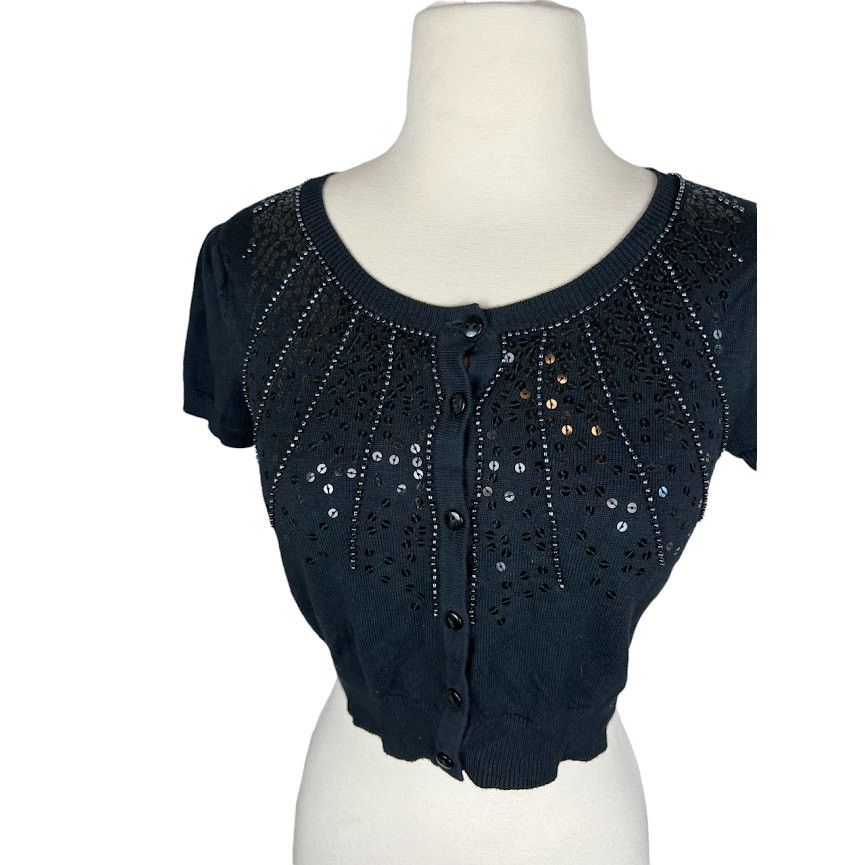 Vintage Delia | Sequined Beaded Shrug | Small Y2K Size S / US 4 / IT 40 - 4 Thumbnail
