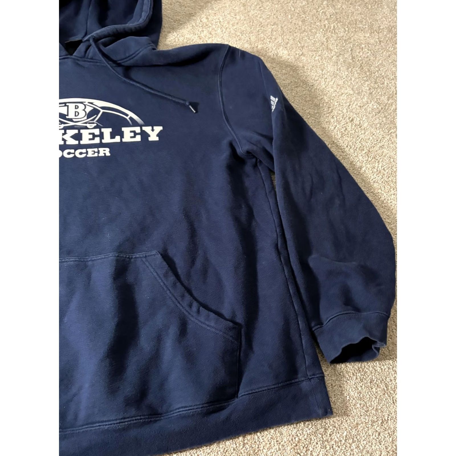 Adidas Adidas Mens XL Blue Fleece Pullover - Berkeley Soccer Graphic Hoodie Size US XL / EU 56 / 4 - 4 Thumbnail