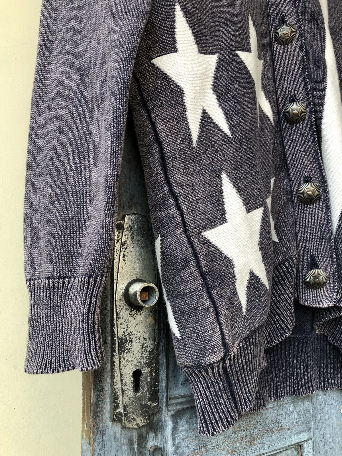Japanese Brand Rodeo Crowns Japanese Free Size Knit Cardigan Stars Stripes Size US M / EU 48-50 / 2 - 8 Thumbnail