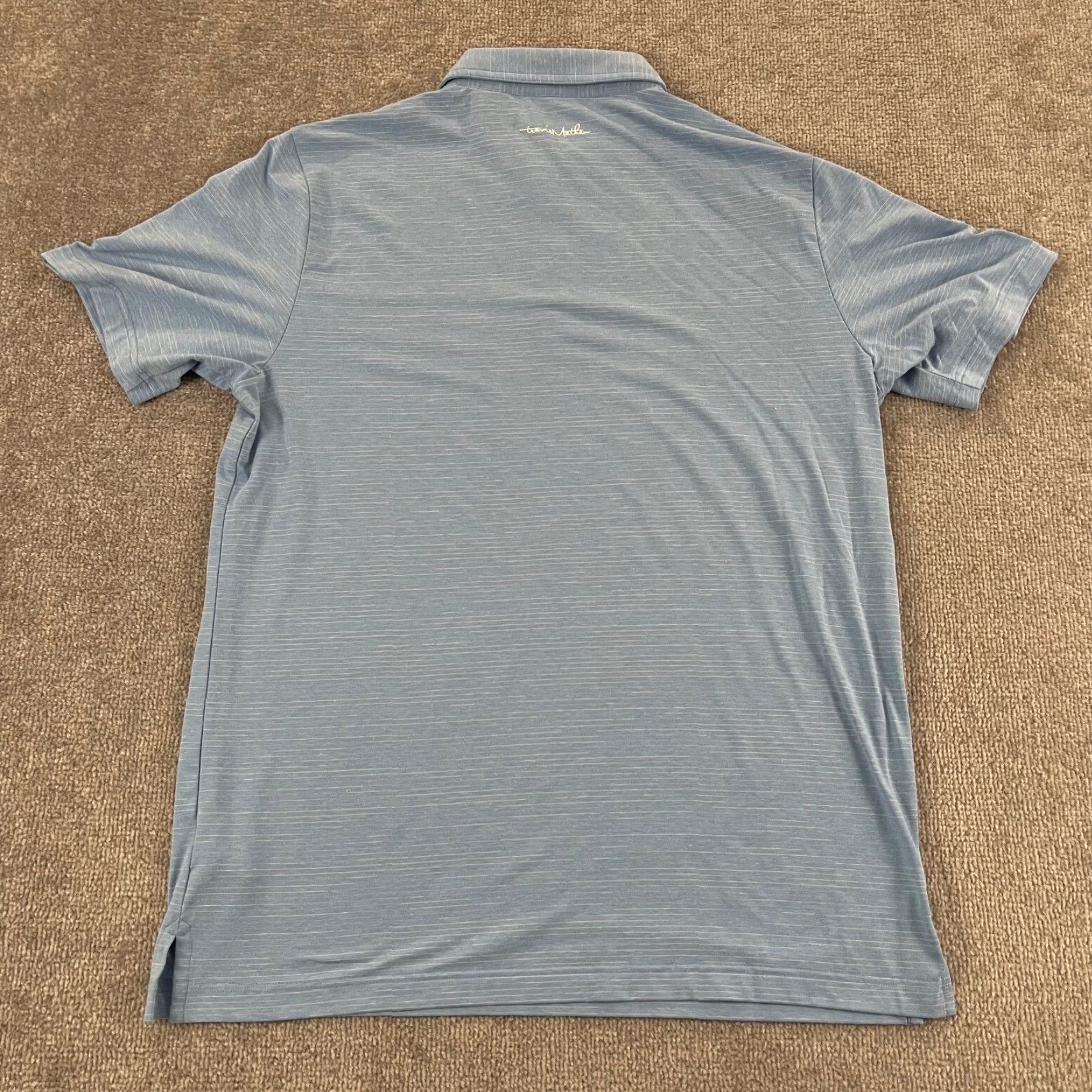 TravisMathew Travis Mathew Polo Shirt Mens Large Blue Striped Golf Performance Casual Sport Size US L / EU 52-54 / 3 - 7 Thumbnail