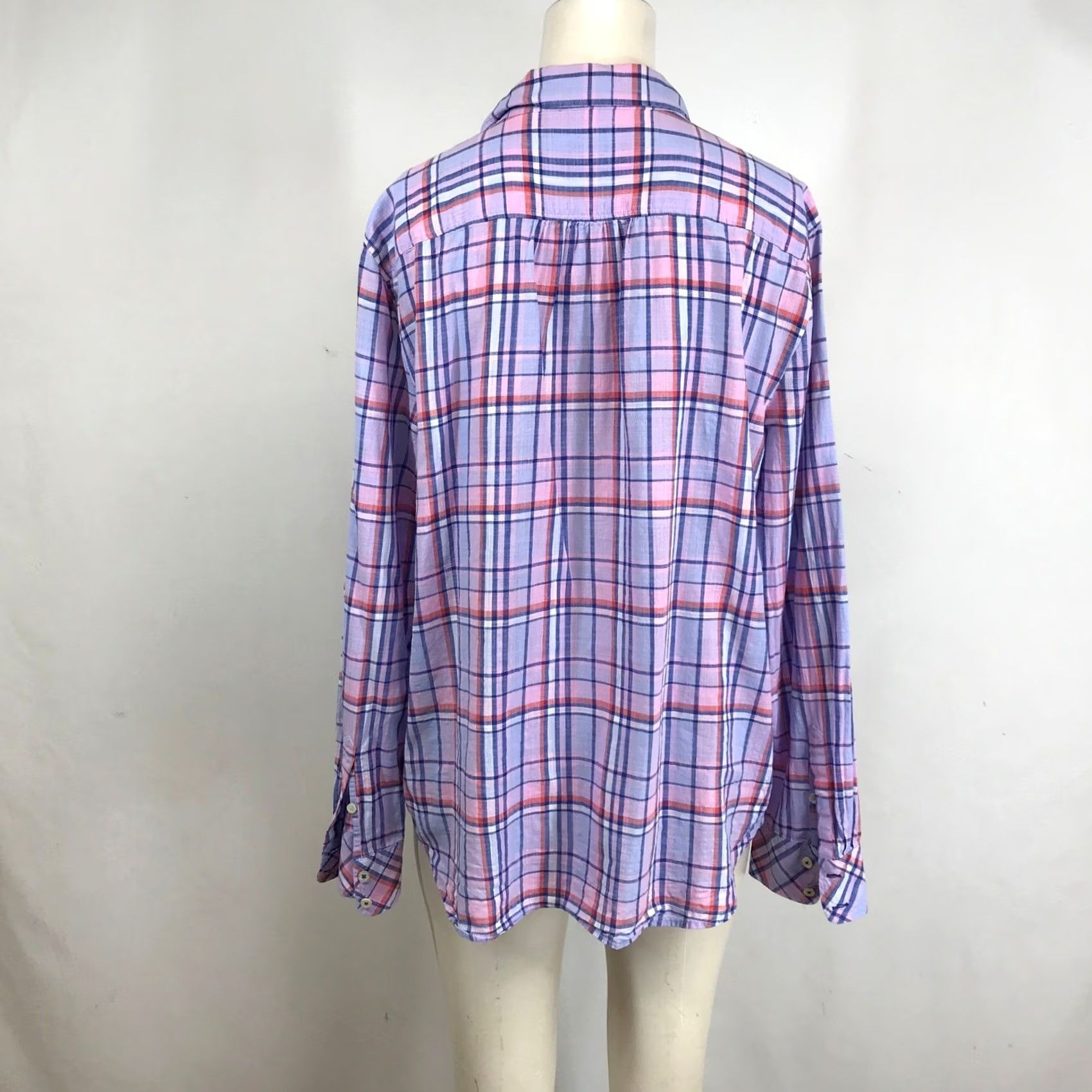 Talbots VINTAGE Talbots Womens XL Purple Pink Plaid Cotton Button-Down Long Sleeve Shirt Size XL / US 12-14 / IT 48-50 - 5 Thumbnail