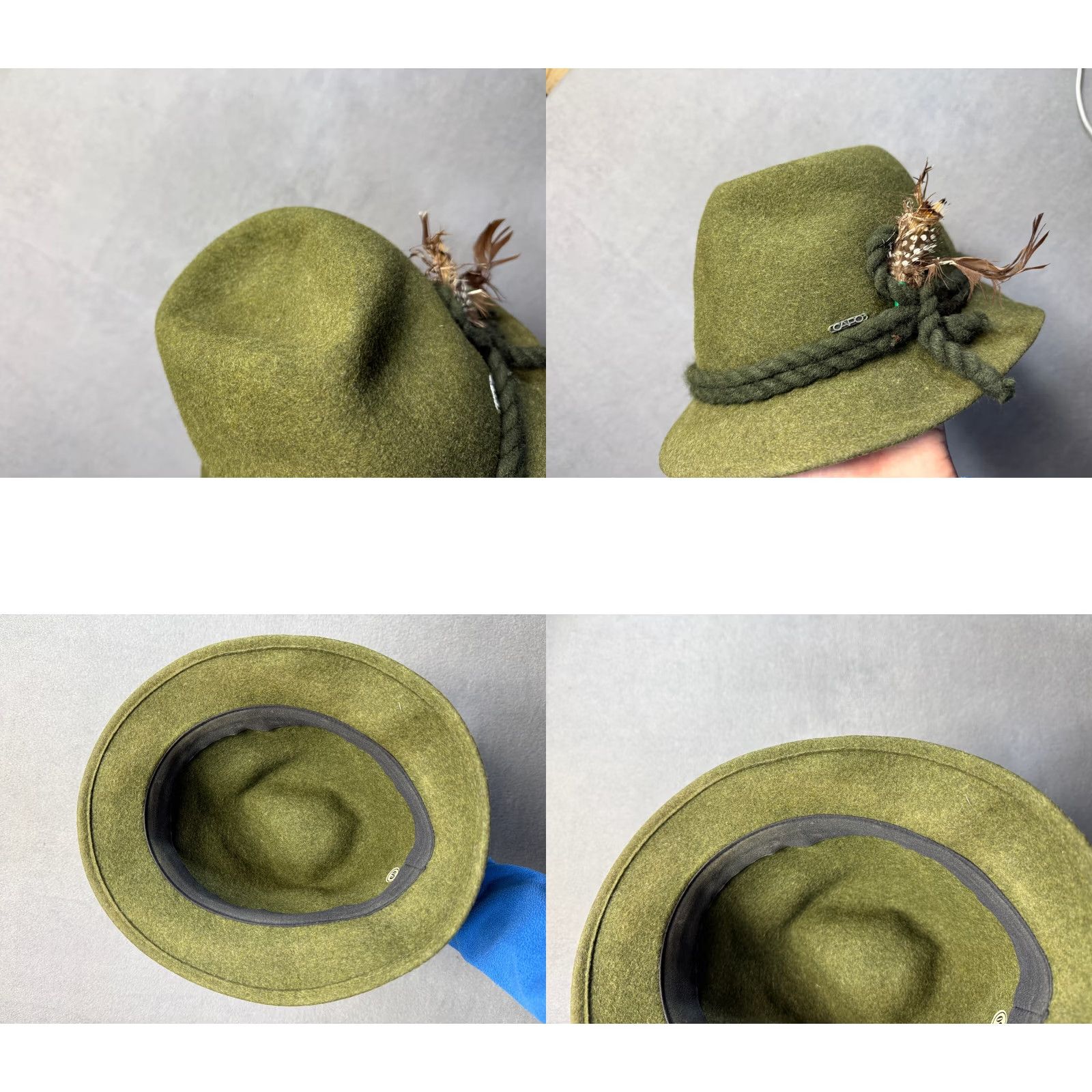 Vintage Vintage CAPO Austrian Tyrolean National Fedora Hat Size 60 Green Wool Fedora Capo Capo 60 Mens Womens Boys Girls Size ONE SIZE - 9 Thumbnail