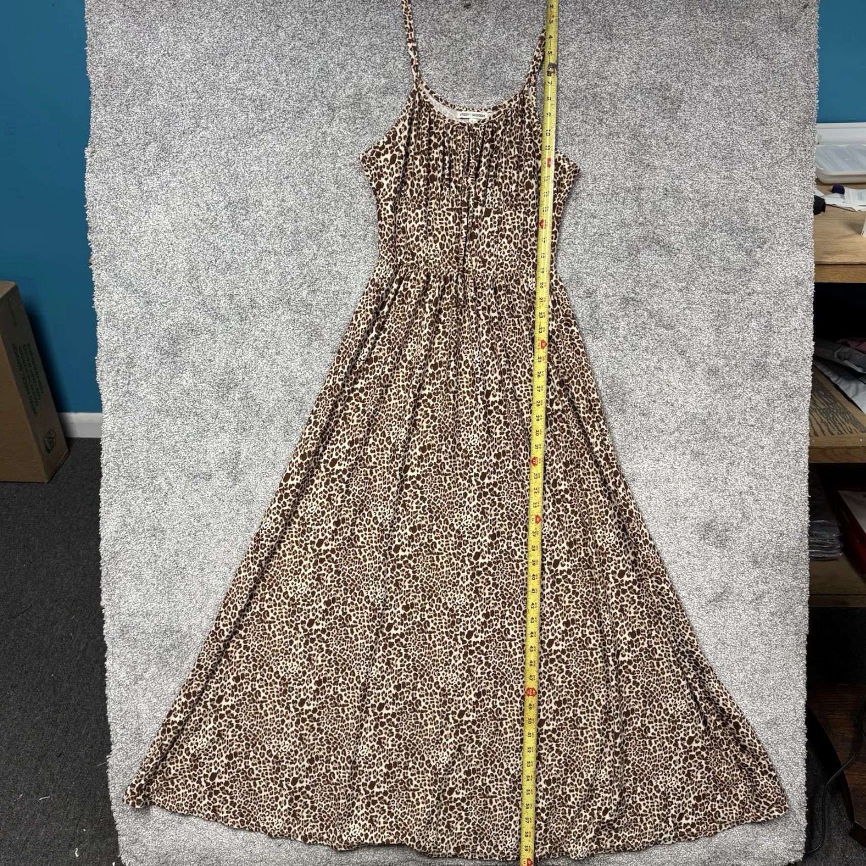Vintage Green Goddess Dress Sz L Bohemian Leopard Print Maxi Sleeveless Scoop Neck Pullover Casual Party/Cocktail Travel Wedding Womens Size L / US 10 / IT 46 - 3 Thumbnail