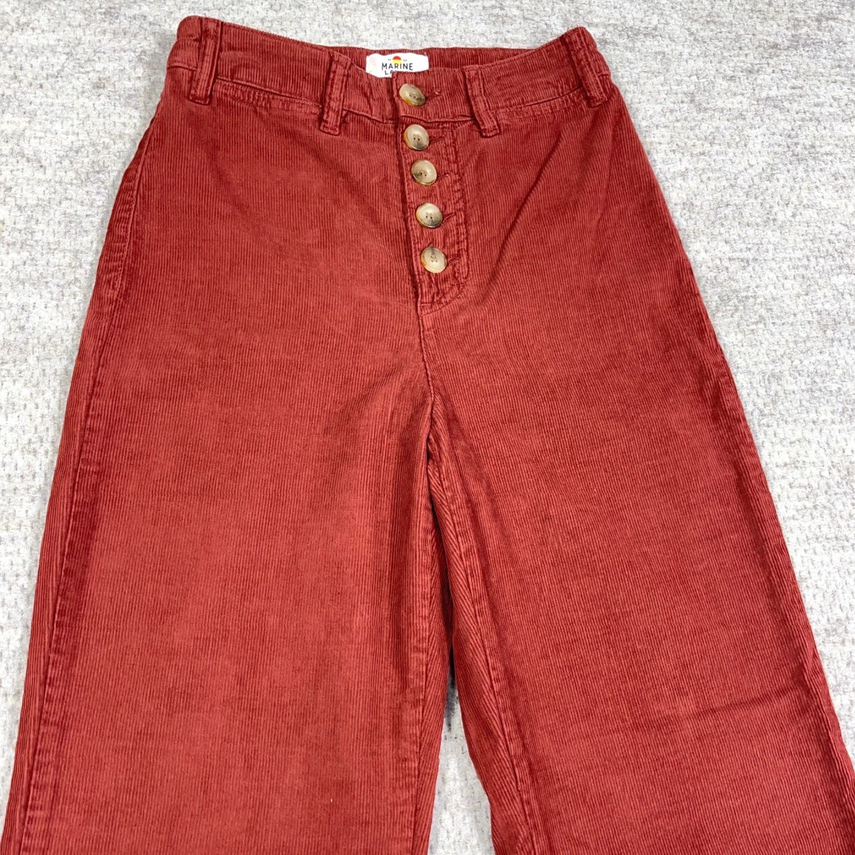 Marine Layer Marine Layer Pants Cropped Corduroy Wide-Leg 2 Red Boho Retro 80s Hippie Beach Nature Womens Size 26" / US 2 / IT 38 - 3 Thumbnail