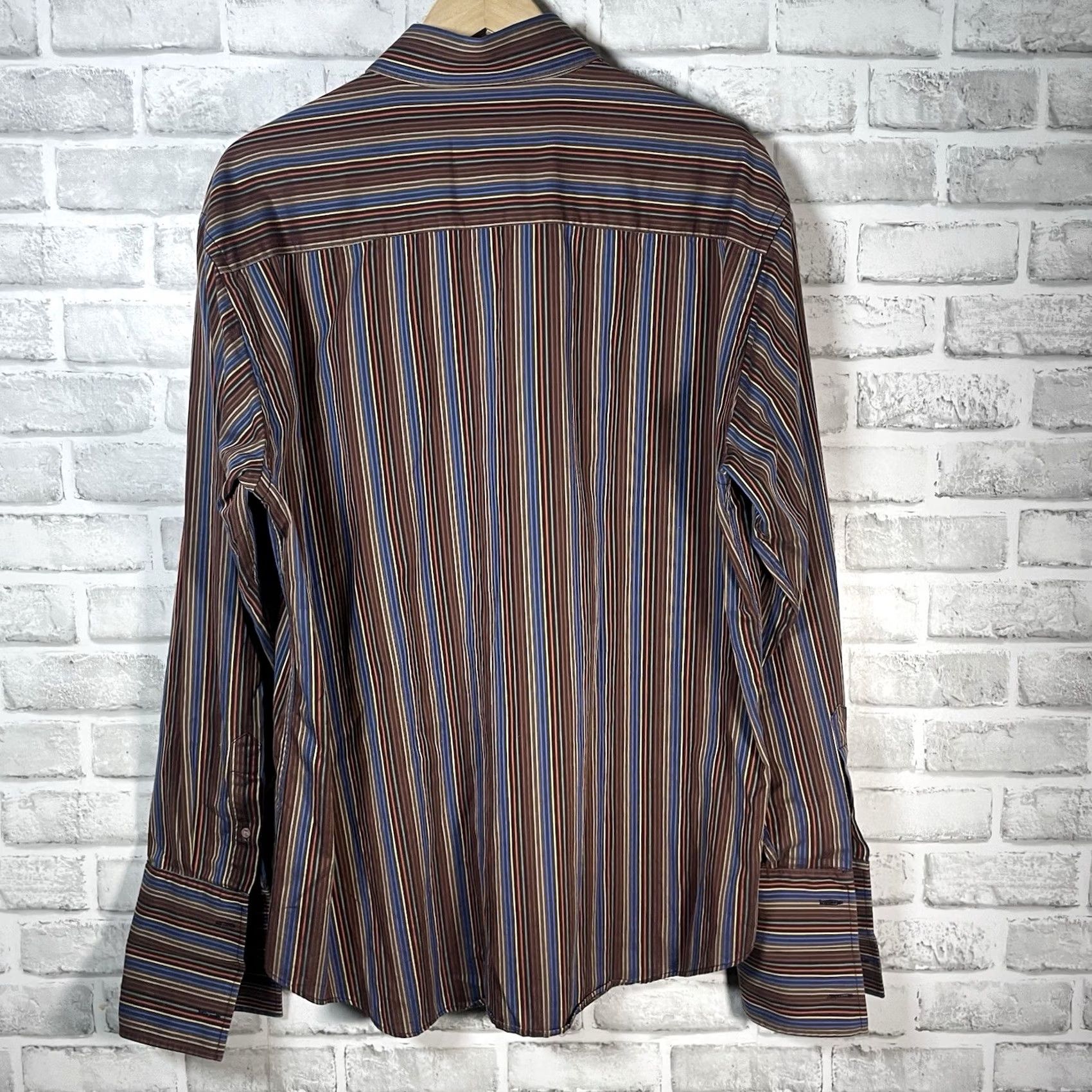 BUGATCHI Bugatchi Uomo Striped Button-Up Long Sleeve Mens Size L Multicolor Brown Size US L / EU 52-54 / 3 - 5 Thumbnail