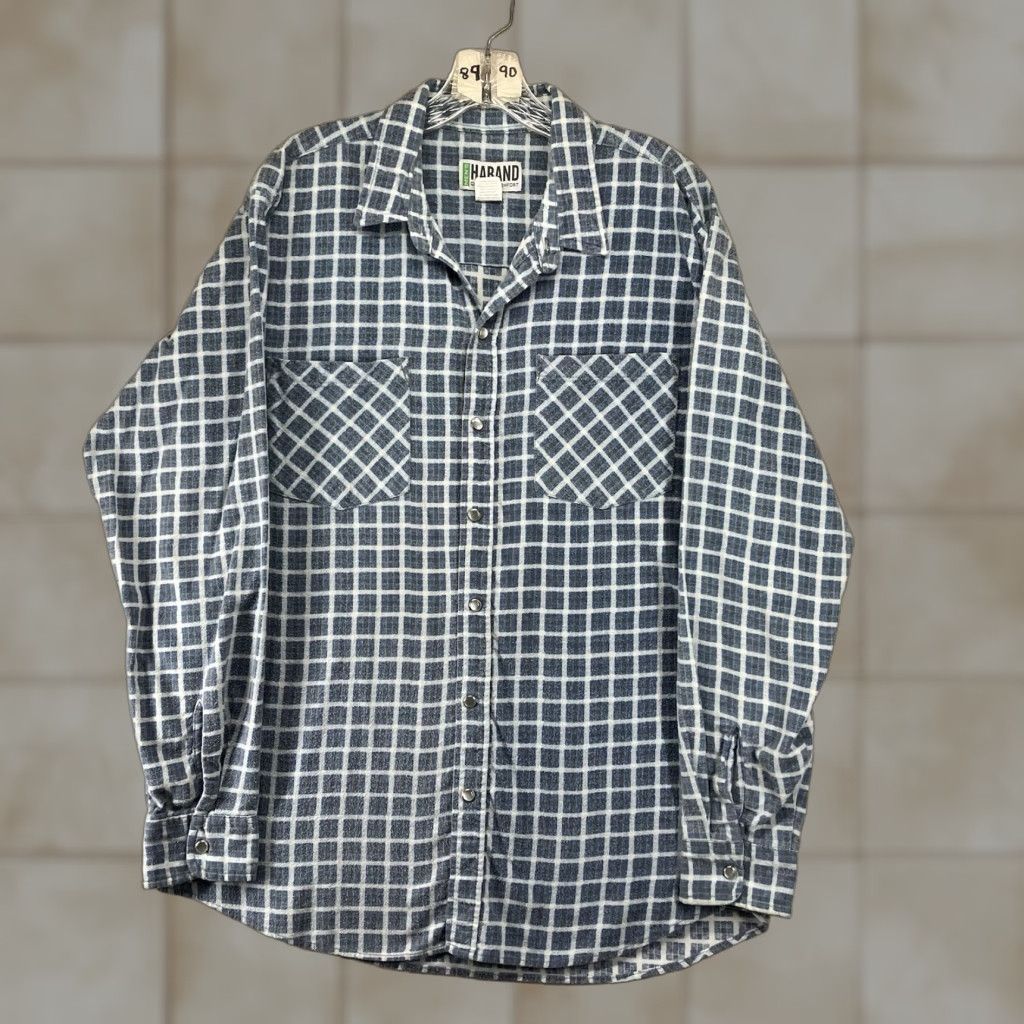 Haband VINTAGE Haband Pearl Snap Flannel Shirt Medium Blue Check Grunge Casual Mens Size US M / EU 48-50 / 2 - 1 Thumbnail