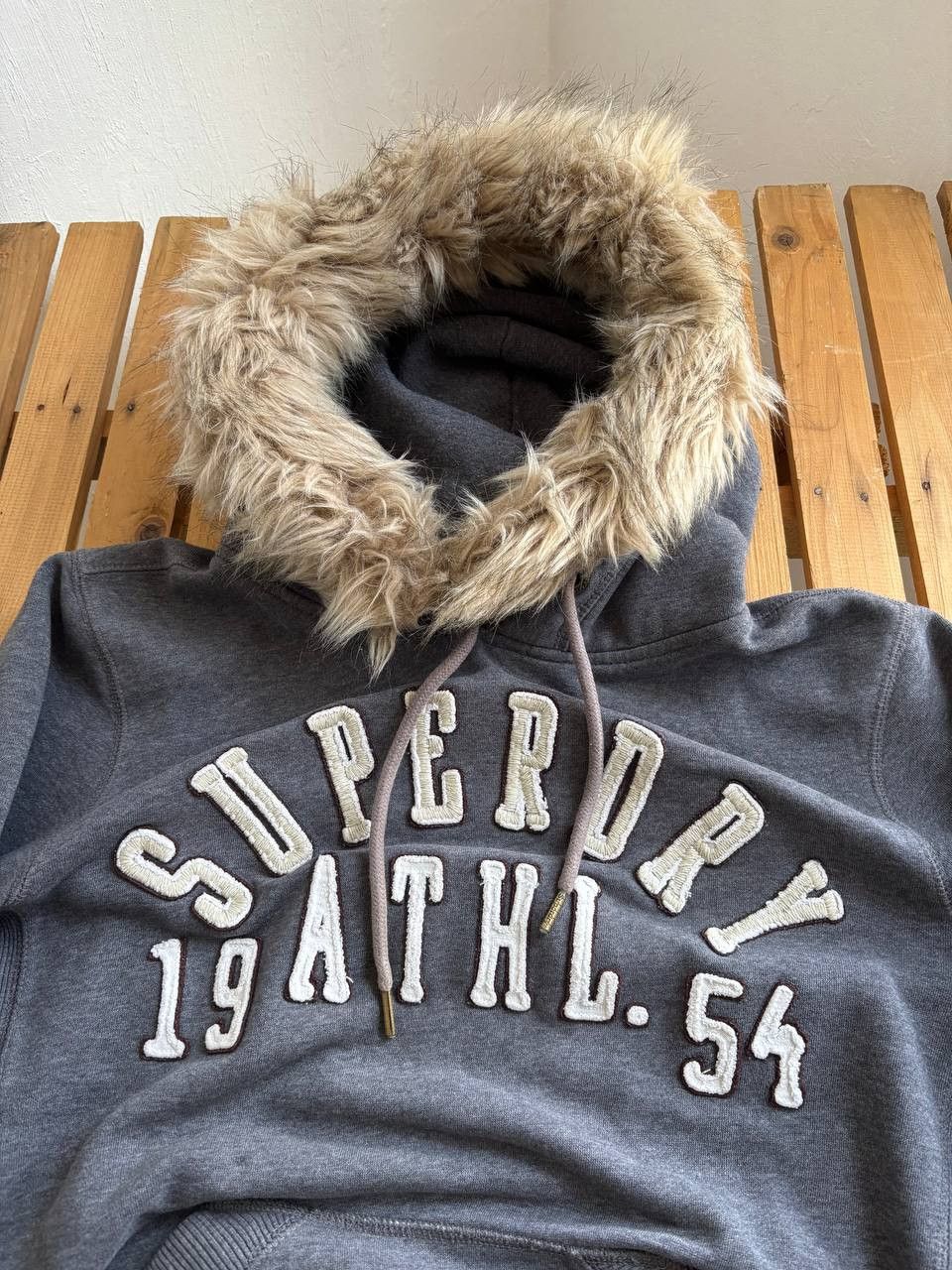 Abercrombie & Fitch 00s Superdry Y2K Fur Fuzzy Vintage Distressed Hoodie Bomber Size US M / EU 48-50 / 2 - 5 Thumbnail