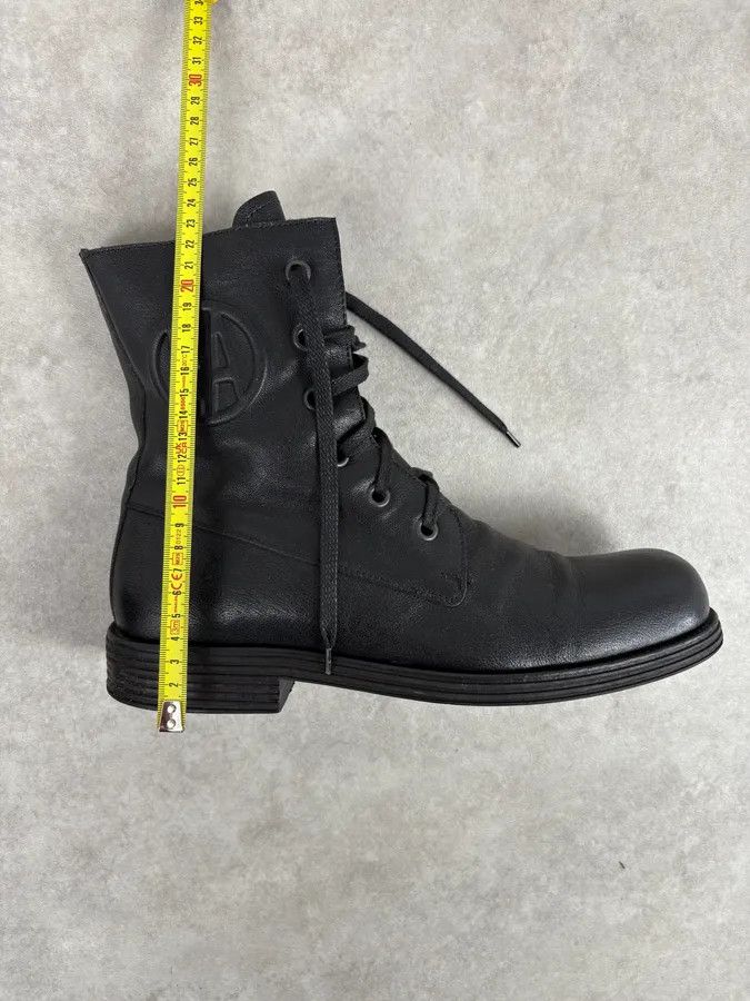AW2003 Emporio Armani Black Classy Combat Leather Boots