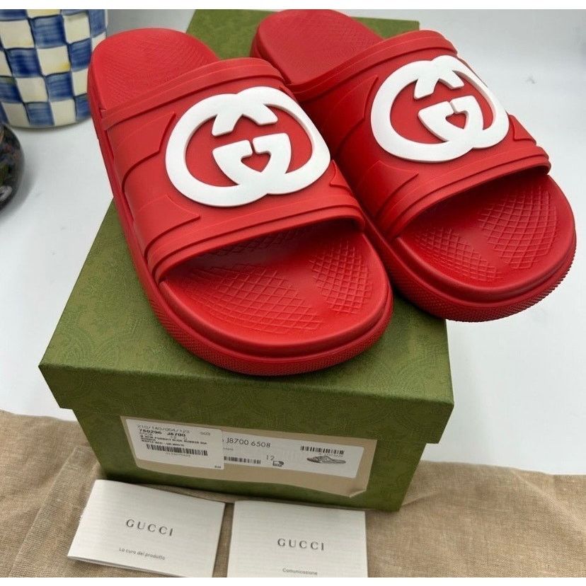 Gucci Men's Gucci interlocking G rubber Pool slides size 12 Size US 12.5 / EU 45-46 - 9 Thumbnail