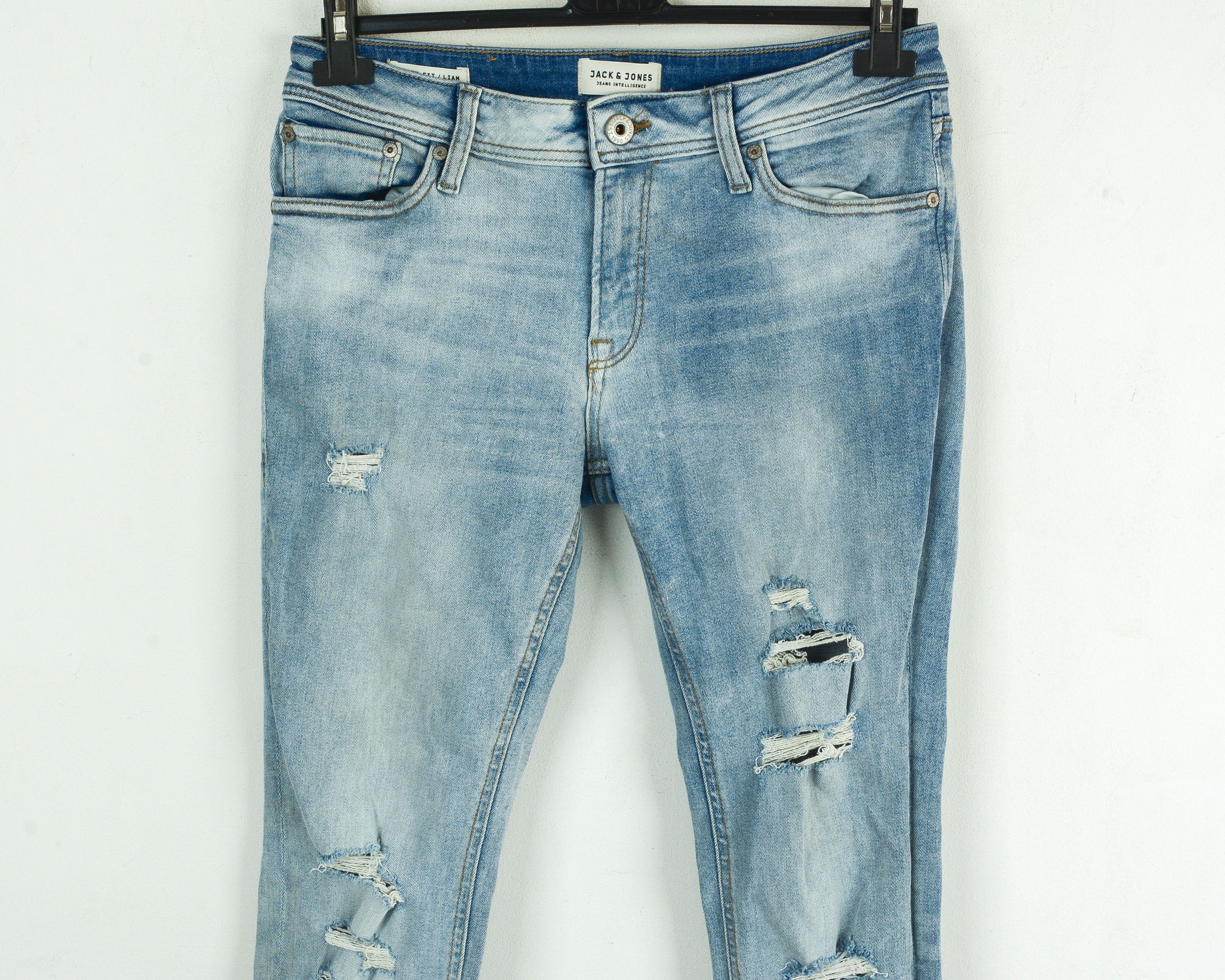 Jack & Jones Liam Mens W31 L30 Slim Skinny Jeans Pants Trousers Ripped Size US 31 - 2 Thumbnail