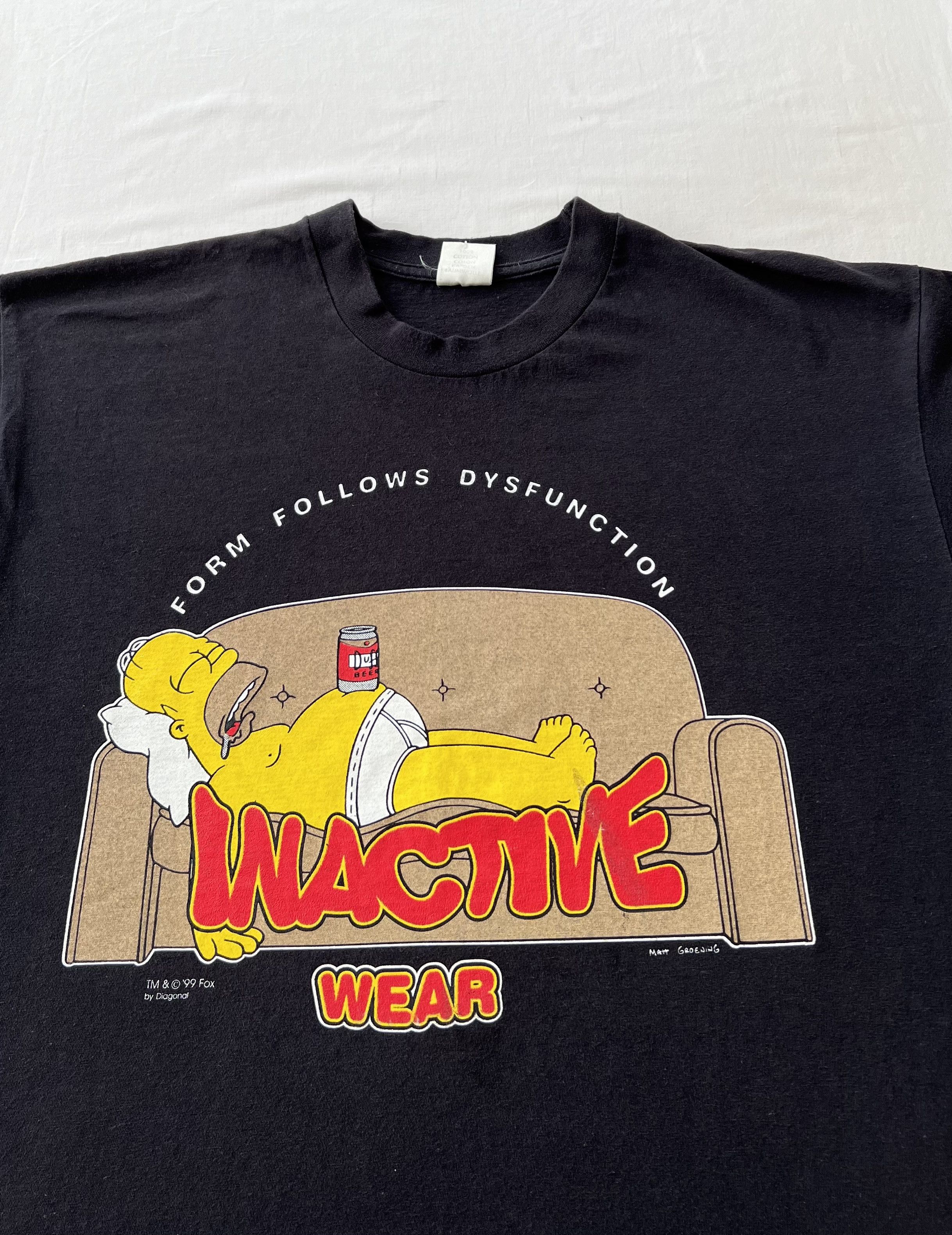 The Simpsons Vintage 1999 The Simpsons Homer Cartoon Black T-shirt Size US L / EU 52-54 / 3 - 4 Thumbnail
