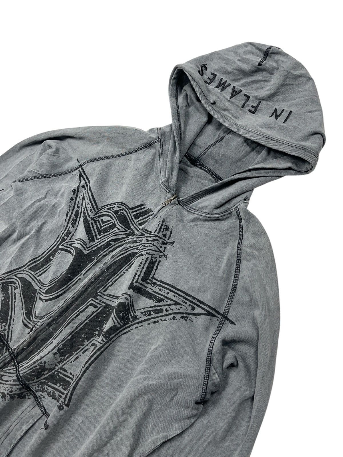 Band Tees × Vintage Vintage In Flames Band Zip Hoodie Stone Washed Size US XL / EU 56 / 4 - 5 Thumbnail