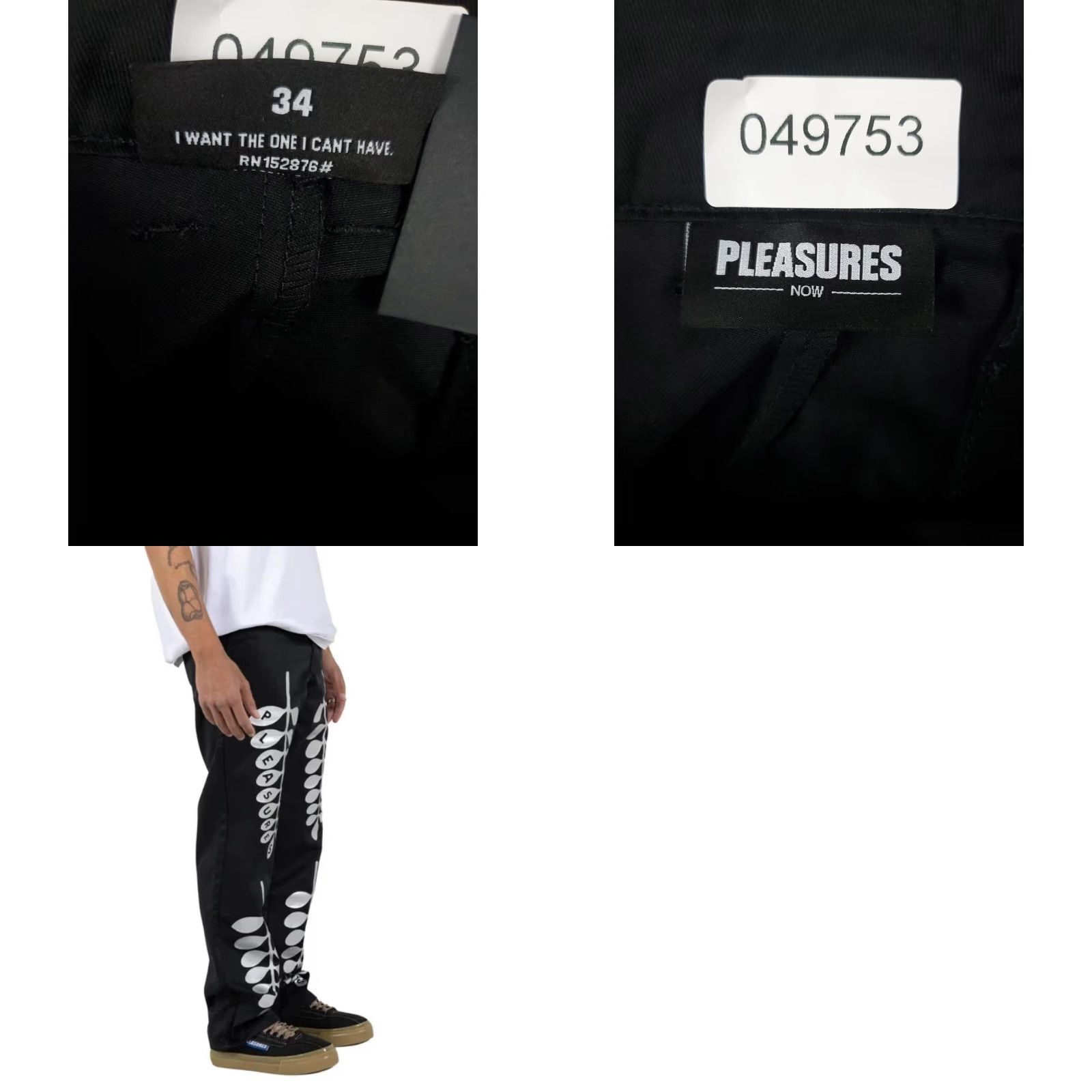 Pleasures Pleasures Jeans Mens Size 34x32 Black Wretch Straight Leg Work Trousers Pants Size US 34 / EU 50 - 8 Thumbnail