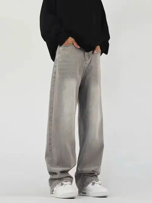 Jean Retro high street smoke gray baggy jeans Size US 31 - 4 Thumbnail