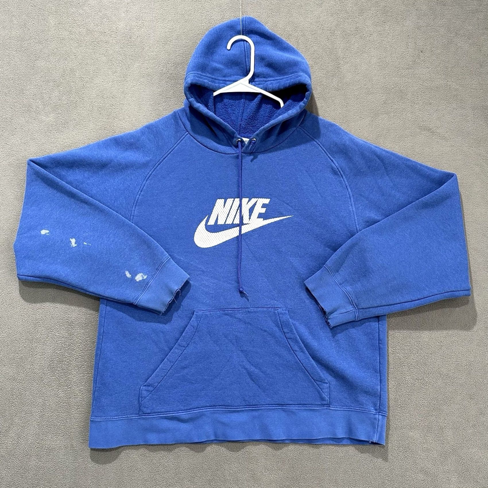 Nike VINTAGE Nike Sweatshirt Mens Large Blue Center Swoosh Hoodie Gray Tag Y2K READ Size US L / EU 52-54 / 3 - 2 Thumbnail