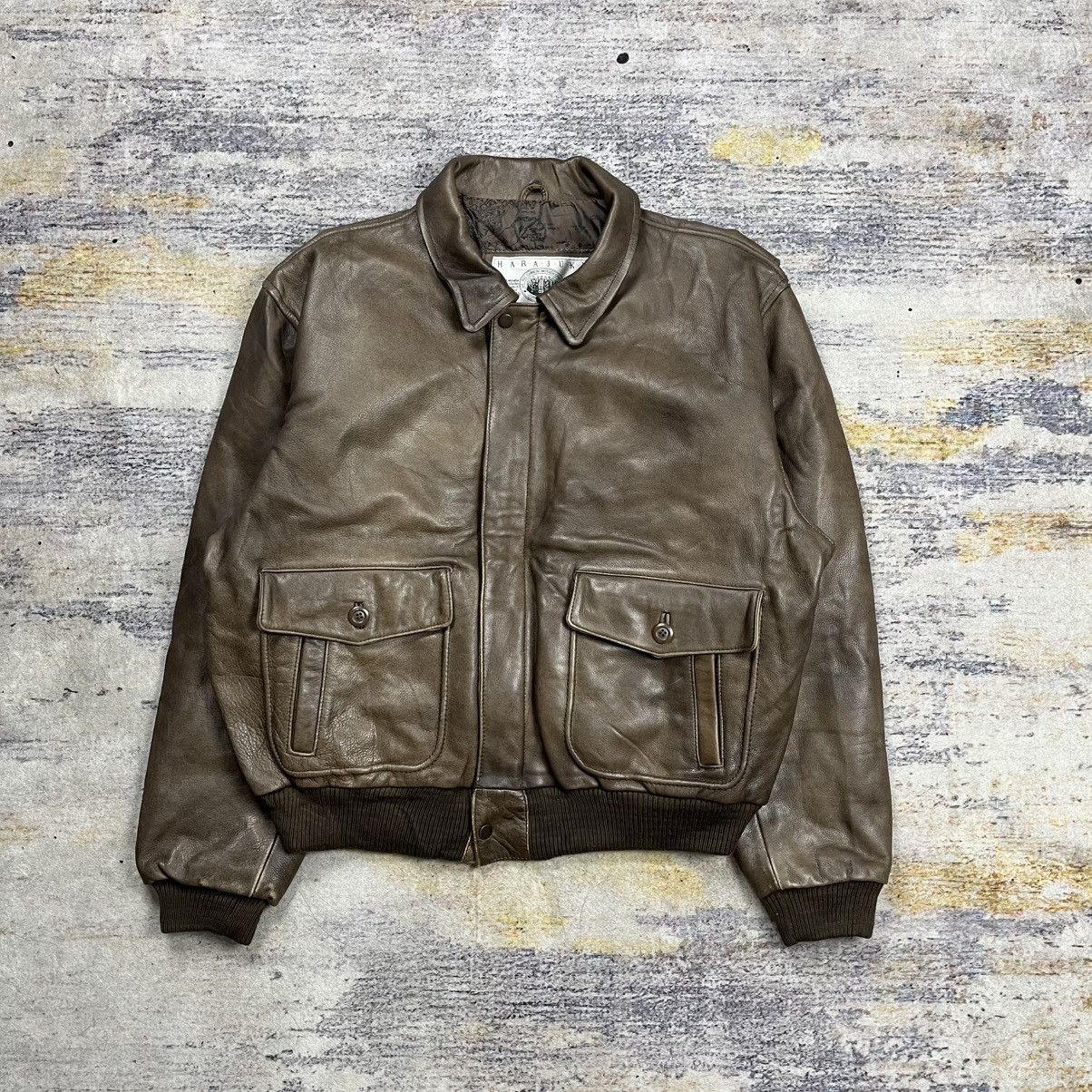 Japanese Brand Vintage harajuku leather bomber flight jacket Size US L / EU 52-54 / 3 - 1 Thumbnail