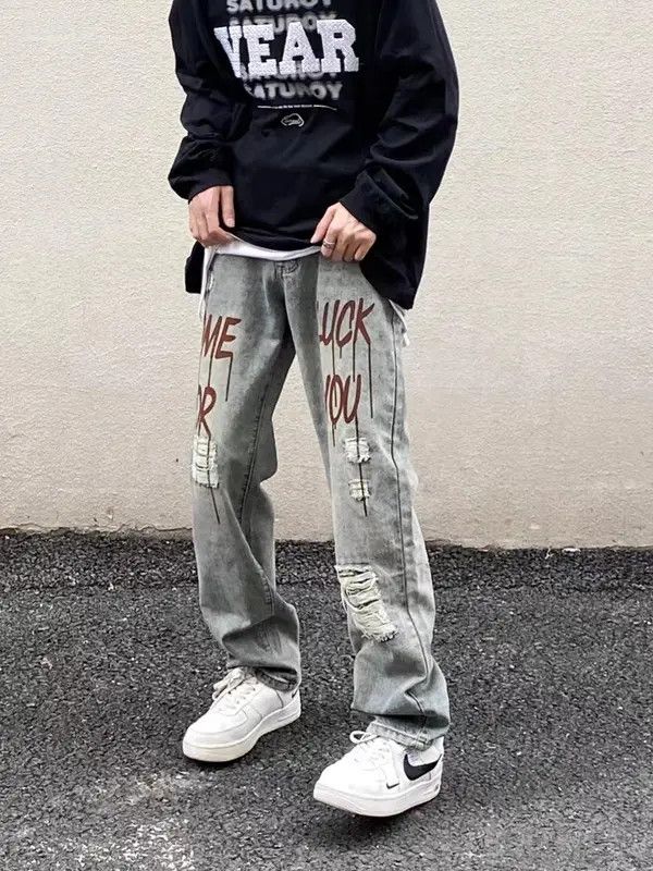 VIBE Vintage washed distressed distressed printed draped jeans Size US 31 - 7 Thumbnail