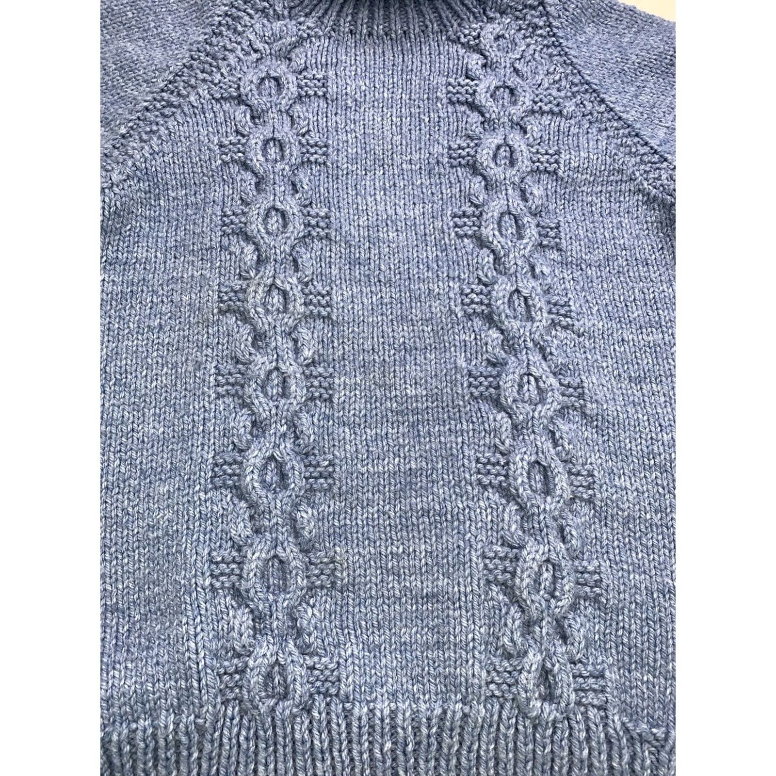 Vintage VINTAGE Fisherman Cable-Knit Cowl Neck Sweater Womens Medium Blue 90s 80s Handmade Pullover Adults Mens? Size M / US 6-8 / IT 42-44 - 4 Thumbnail