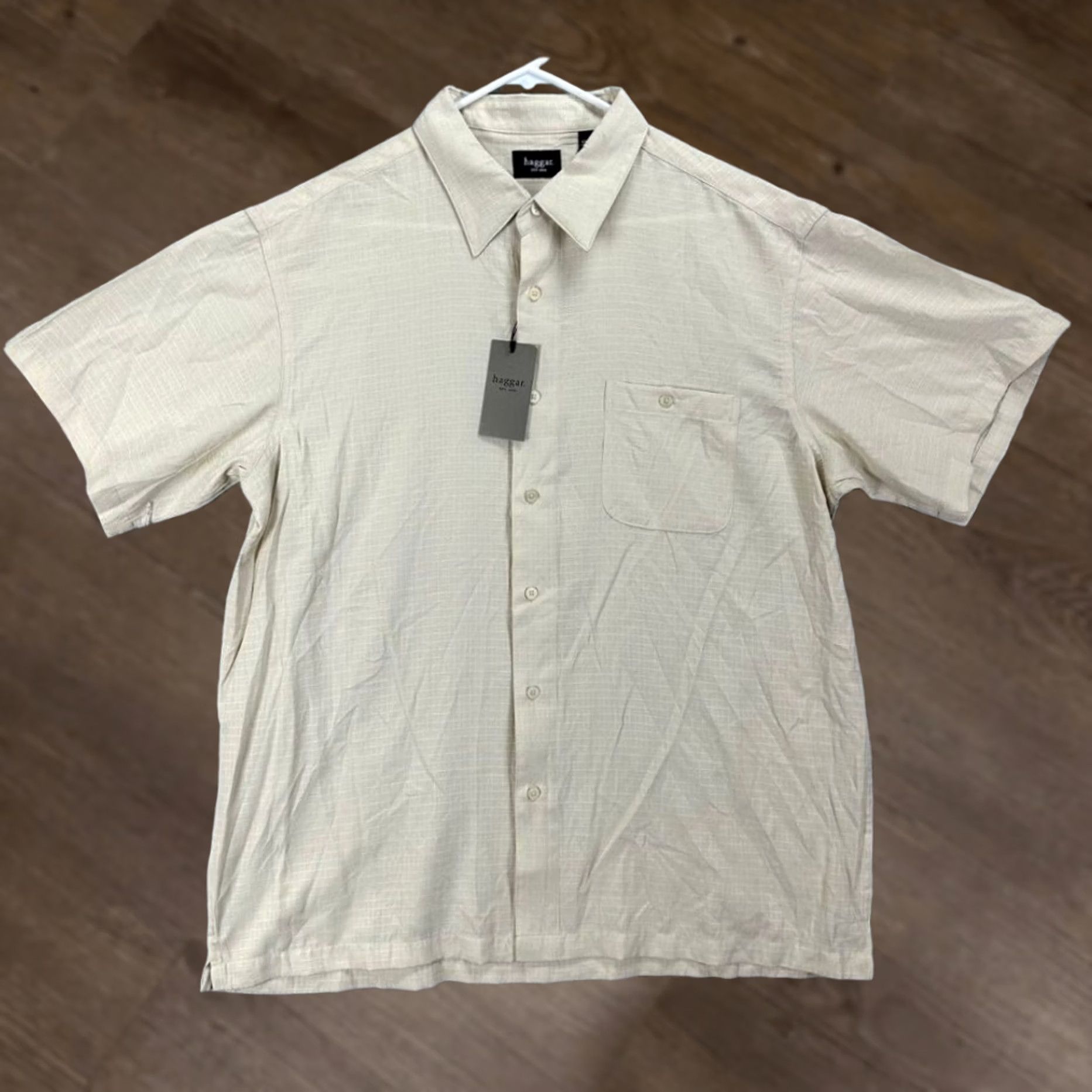 Haggar Haggar Button Up Shirt Adult XL Beige Short Sleeve Pocket Men NEW Size US XL / EU 56 / 4 - 1 Thumbnail