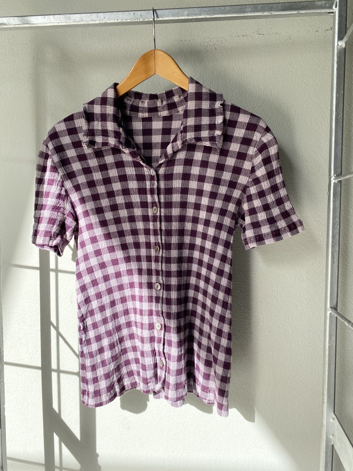 Tsumori Chisato TSUMORI CHISATO Purple Plaid Button-Down Pleated Top Size M / US 6-8 / IT 42-44 - 1 Thumbnail